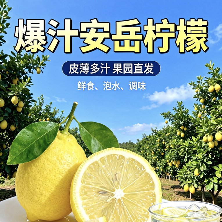 四川安岳黄柠檬大果新鲜采摘酸爽多汁适合榨汁泡茶