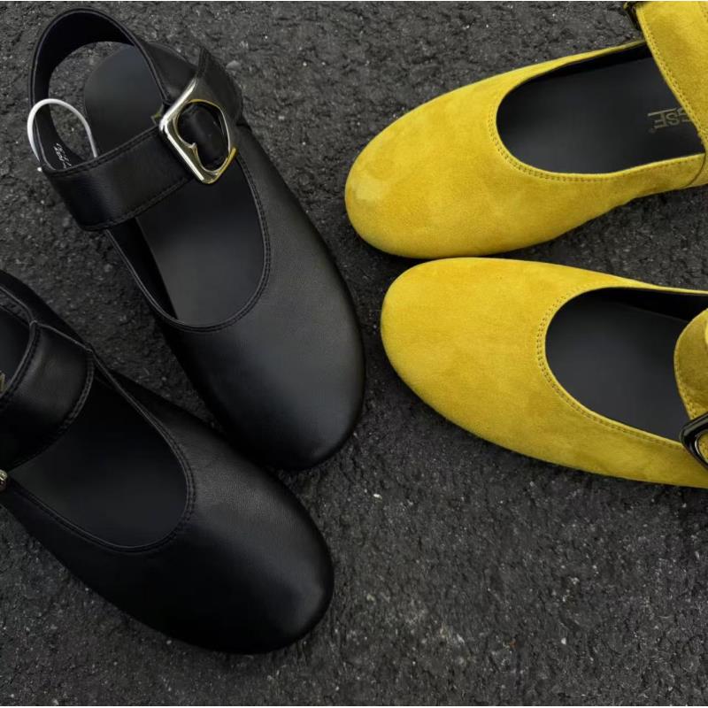 法式温柔浅口奶奶鞋女一字扣真皮玛丽珍单鞋女圆头平底鞋