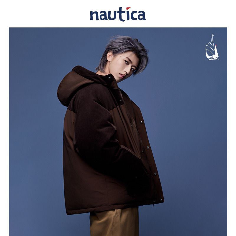 【蔡徐坤同款】nautica白帆 日系中性撞色logo双面穿羽绒服JW5401