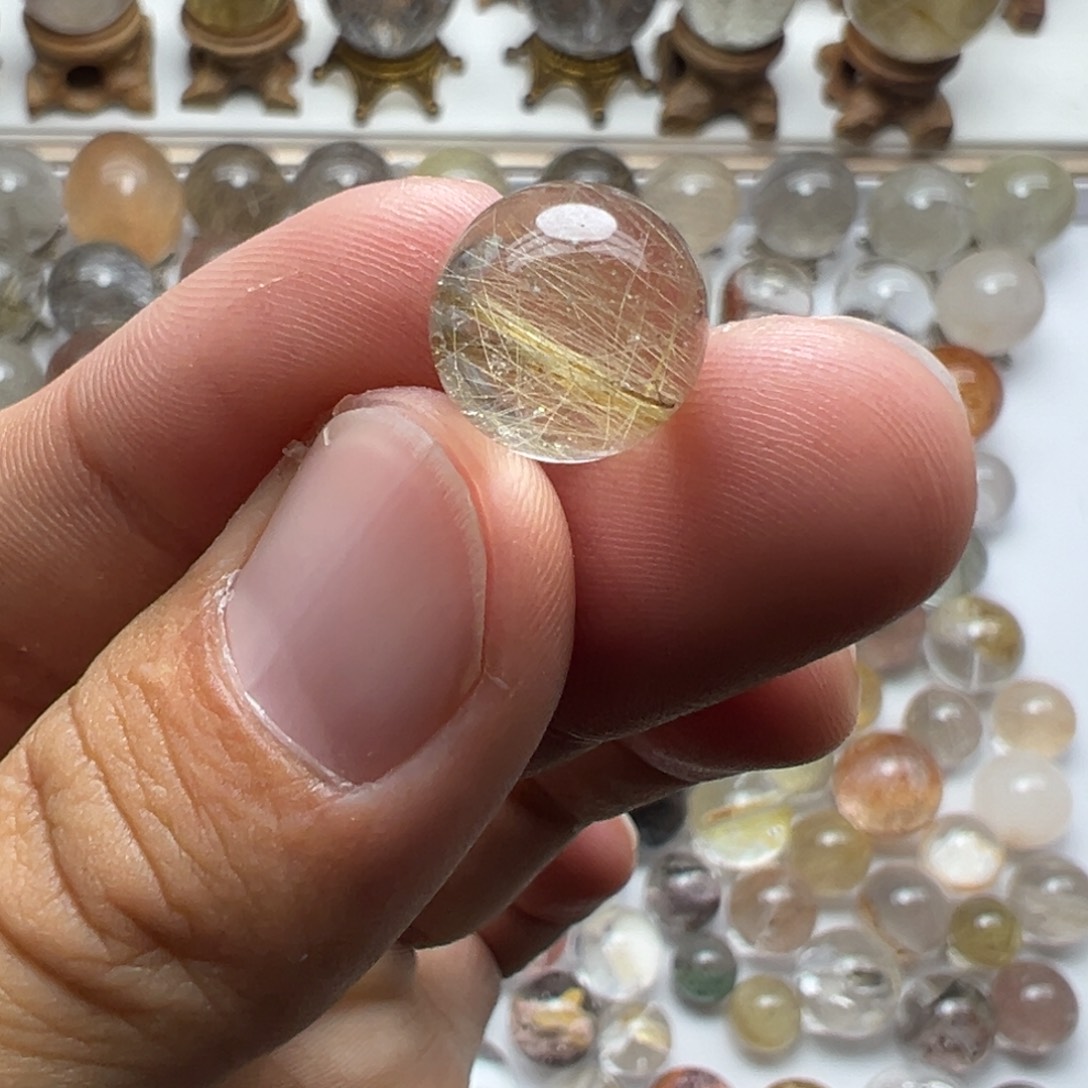 珠宝半成品水晶未镶嵌发金球