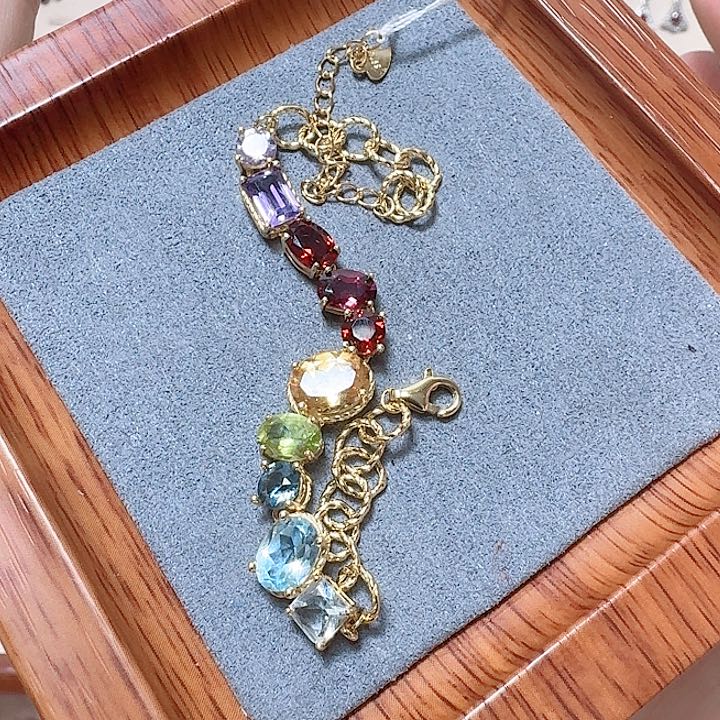 水晶手链银S925镶嵌手链多宝