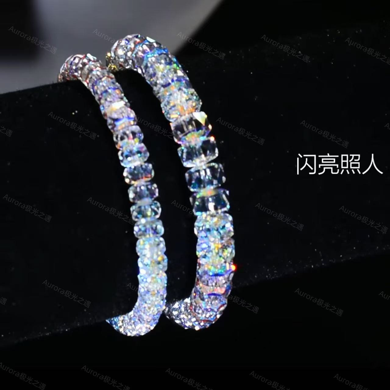 非金属仿水晶手链 车轮8mm 闪王串珠 轻奢手链