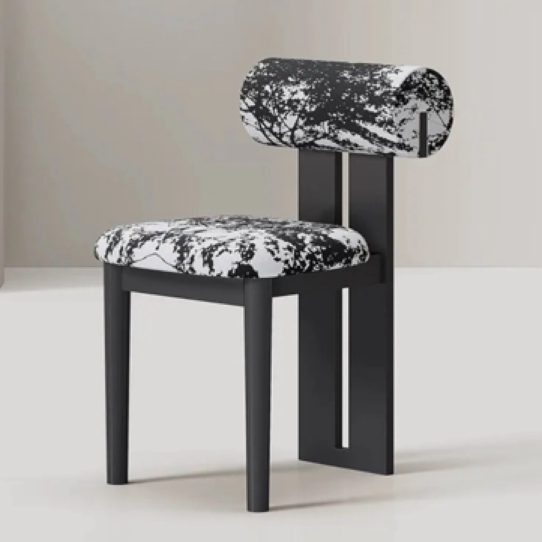 北欧家用实木餐椅网红侘寂风艺术感现代简约奶油风酒店餐厅靠背椅