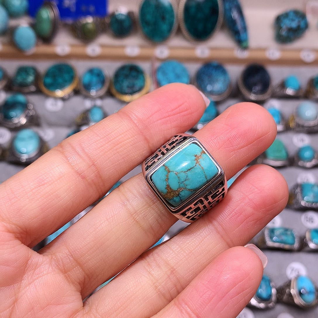 绿松石挂件银S925镶嵌