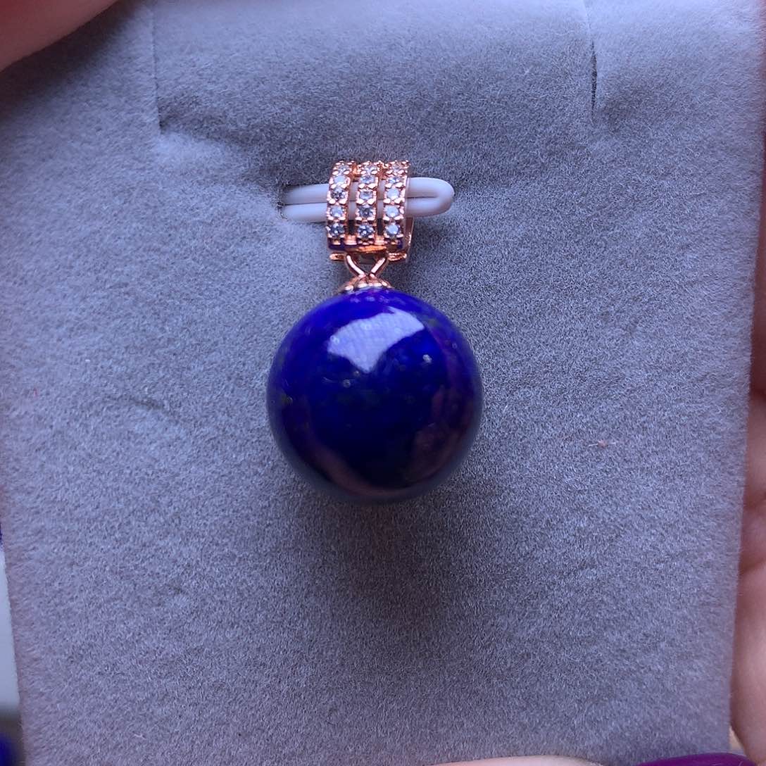 太****青金石银S925镶嵌吊坠13.3m