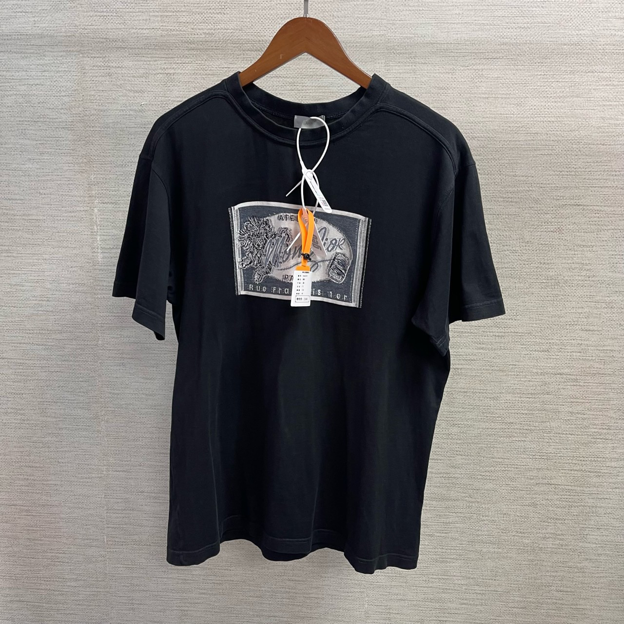 95新 DIOR/迪奥 黑色邮票刺绣图案套图短袖/L码/Sw24375