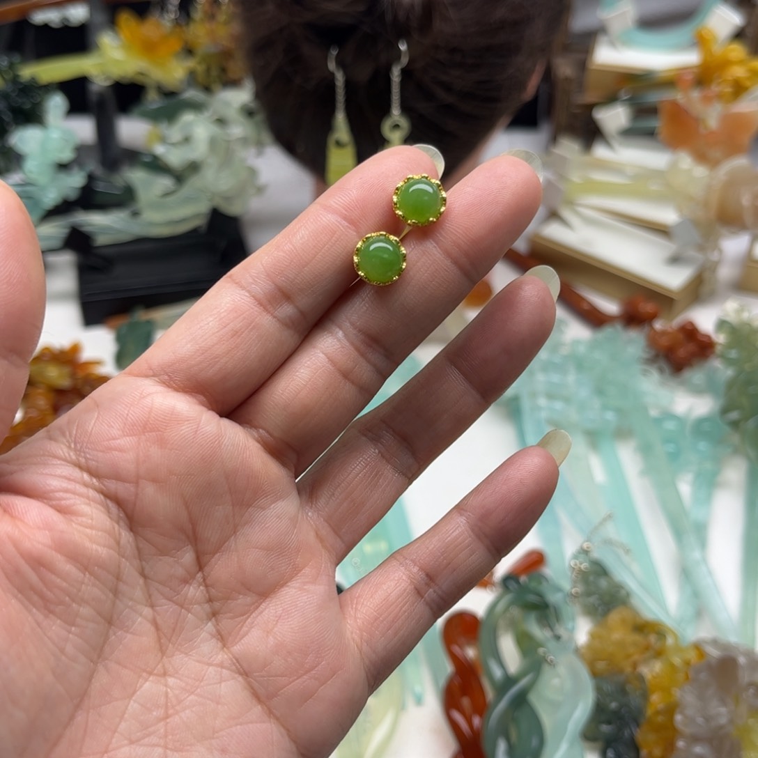 蛇纹石玉发饰合金