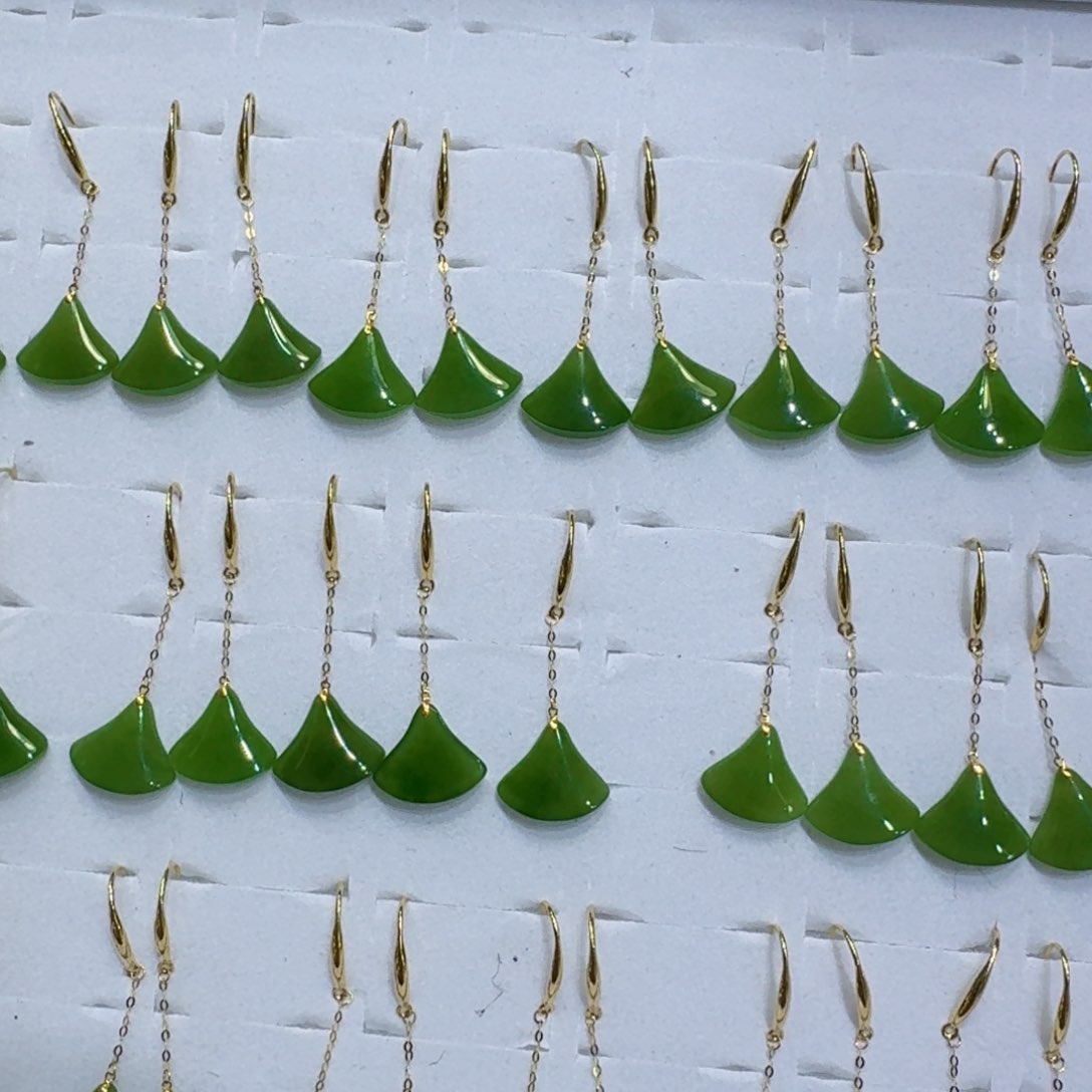 和田玉18K金镶嵌耳饰多样性发货 拍一发一