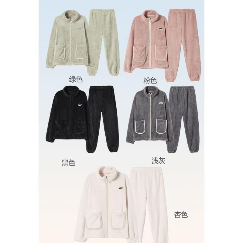 7154号808#秋冬韩系双口袋绒感家居套装男女同款（预）