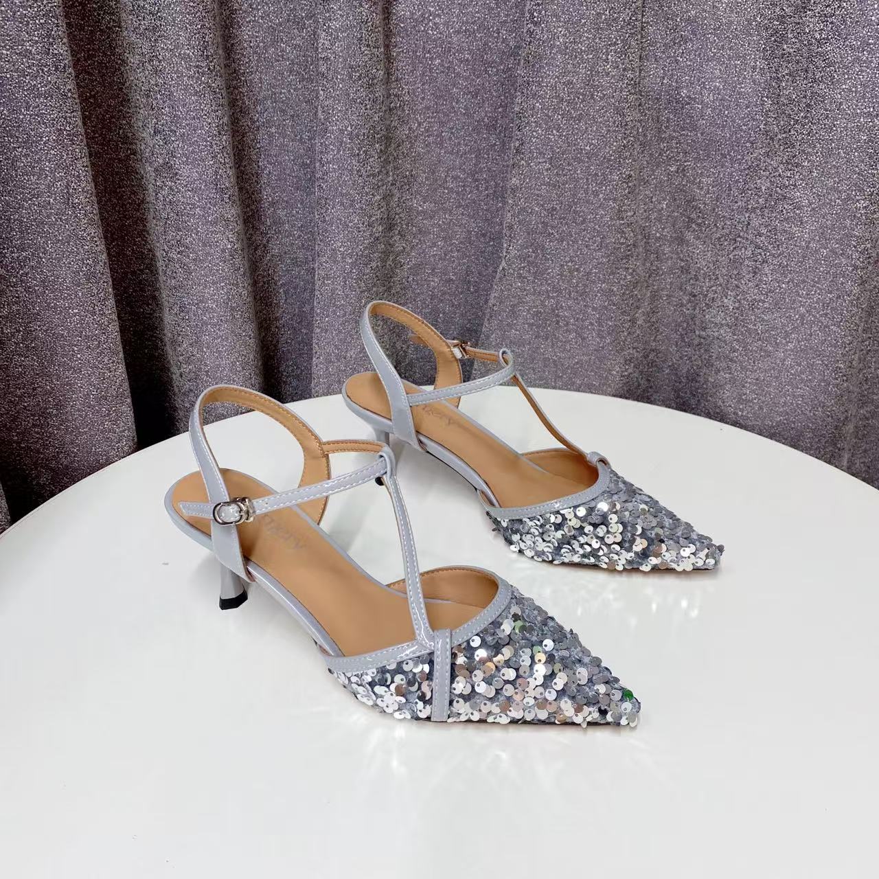 C6178  银色  夏季时尚尖头2025新款舒适高跟四季包头女凉鞋