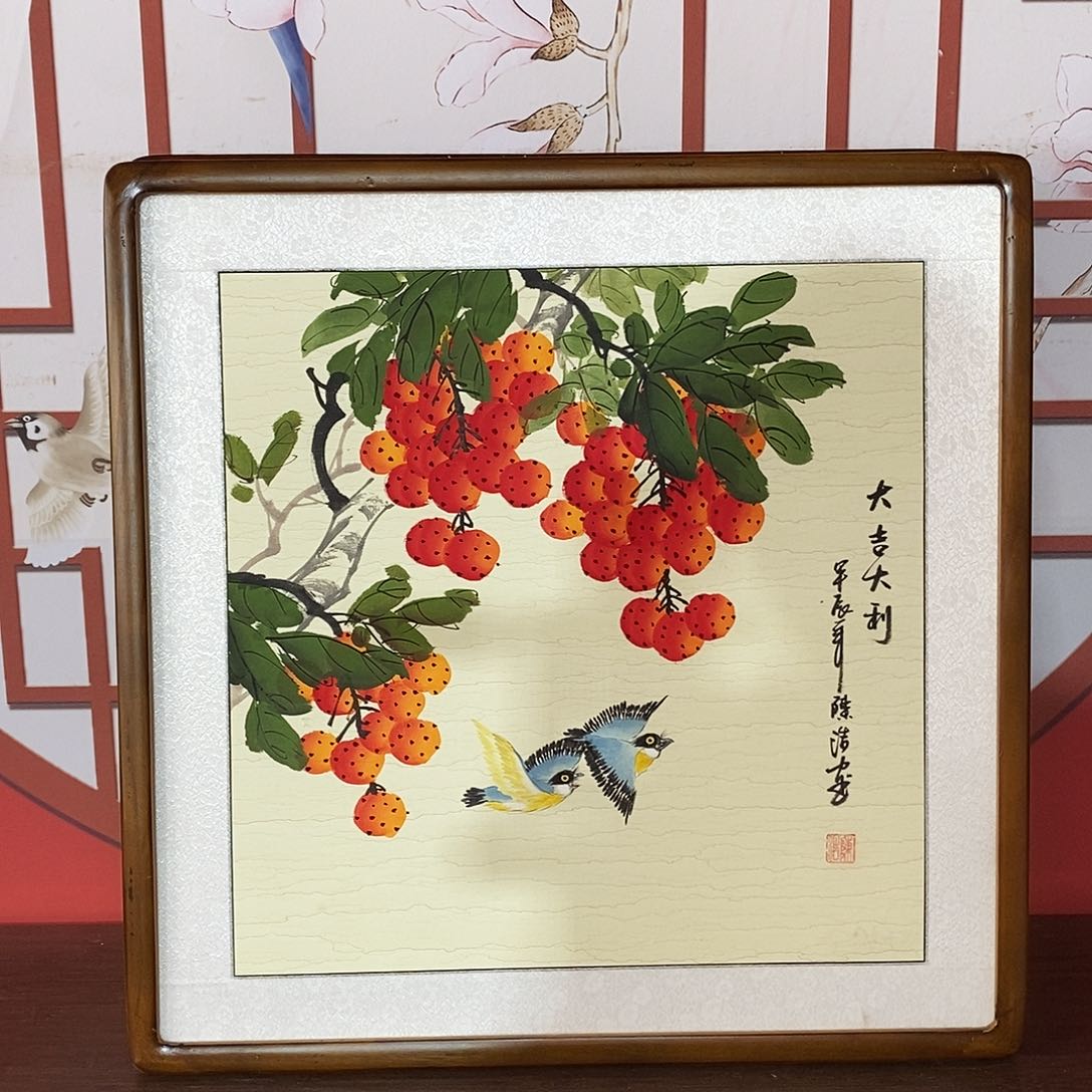 国画带框尺寸63✖️63手绘包邮