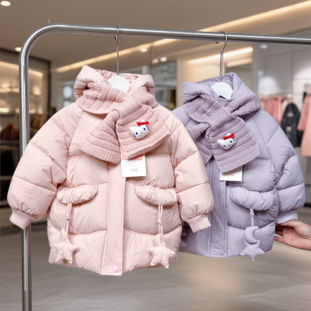 3052围巾款星星加绒棉服