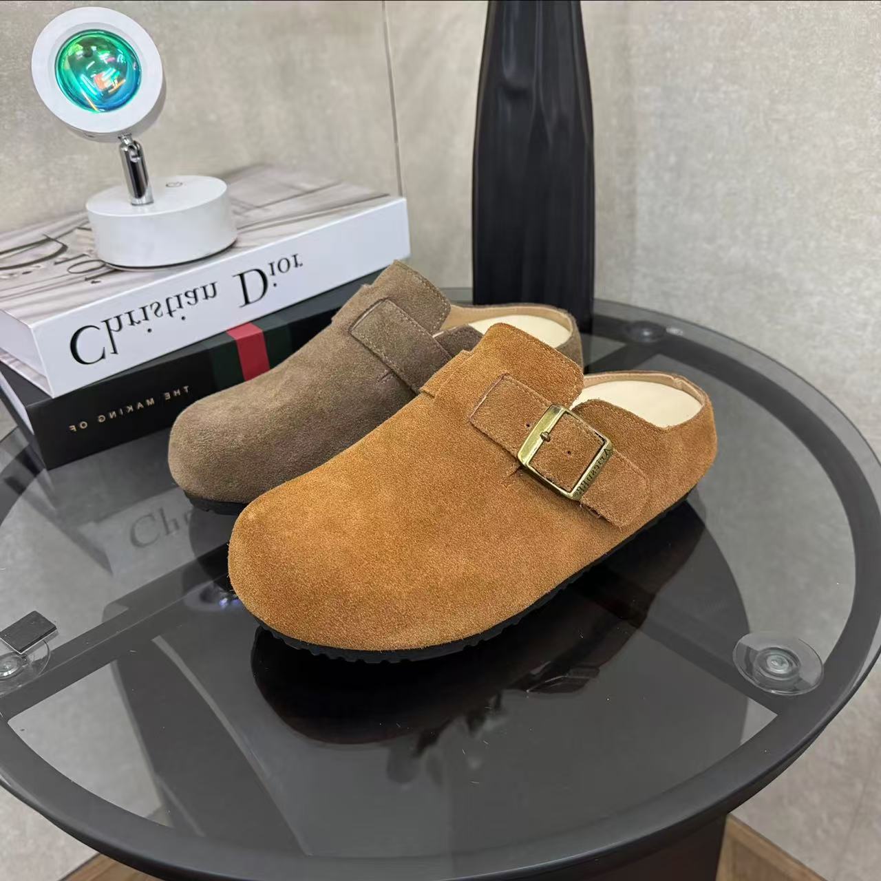 2025秋冬单鞋棉鞋3CM【牛皮勃肯半托】轻底软底广州皮鞋码6798-5