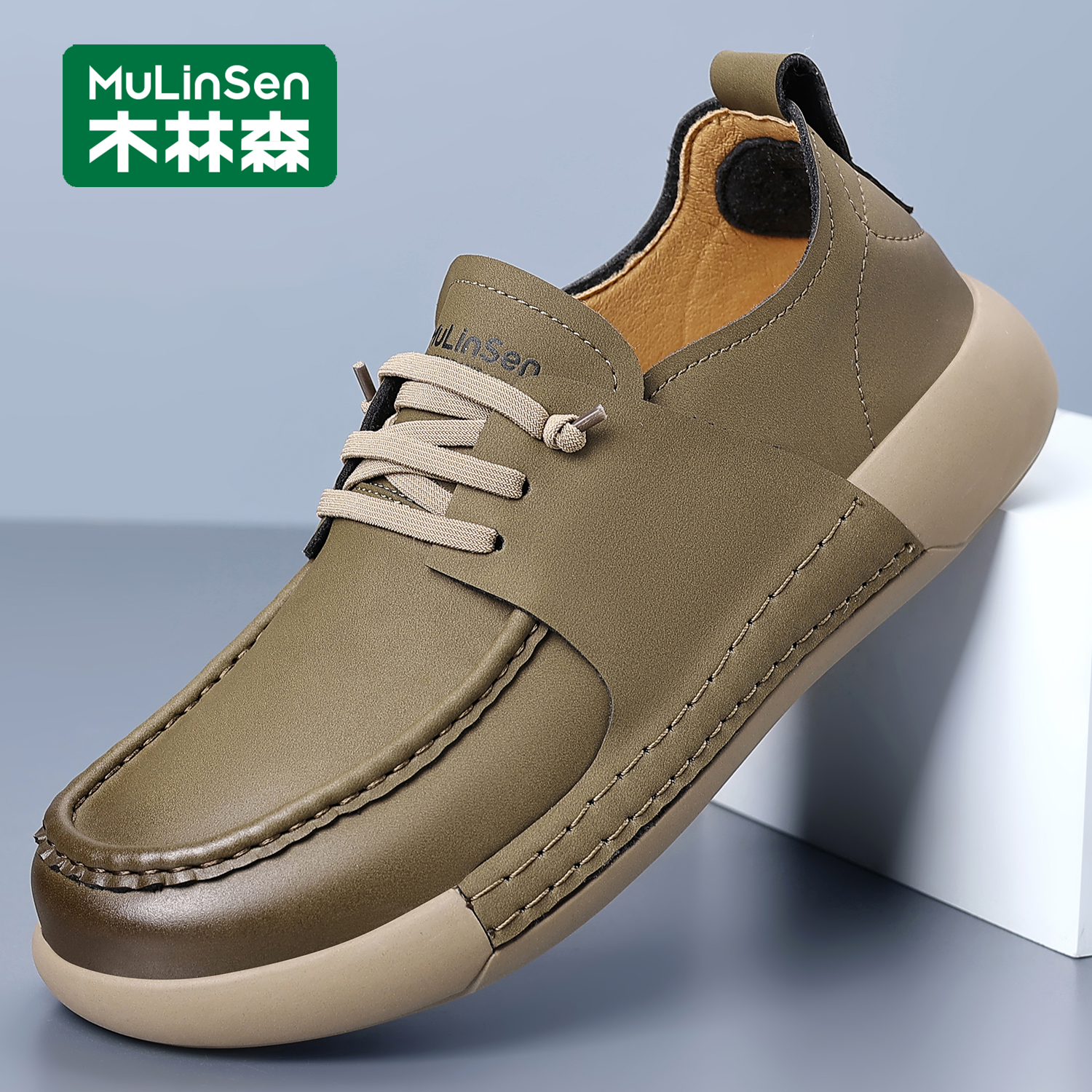 木林森皮鞋男2025新款英伦风开车豆豆鞋冬季黑色正装商务休闲潮鞋