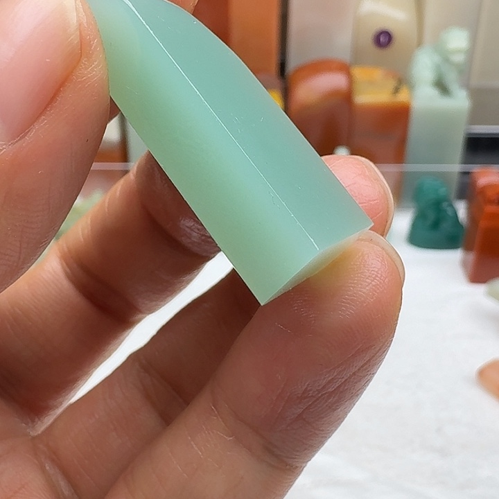 印石寿山石梅子青小扁方