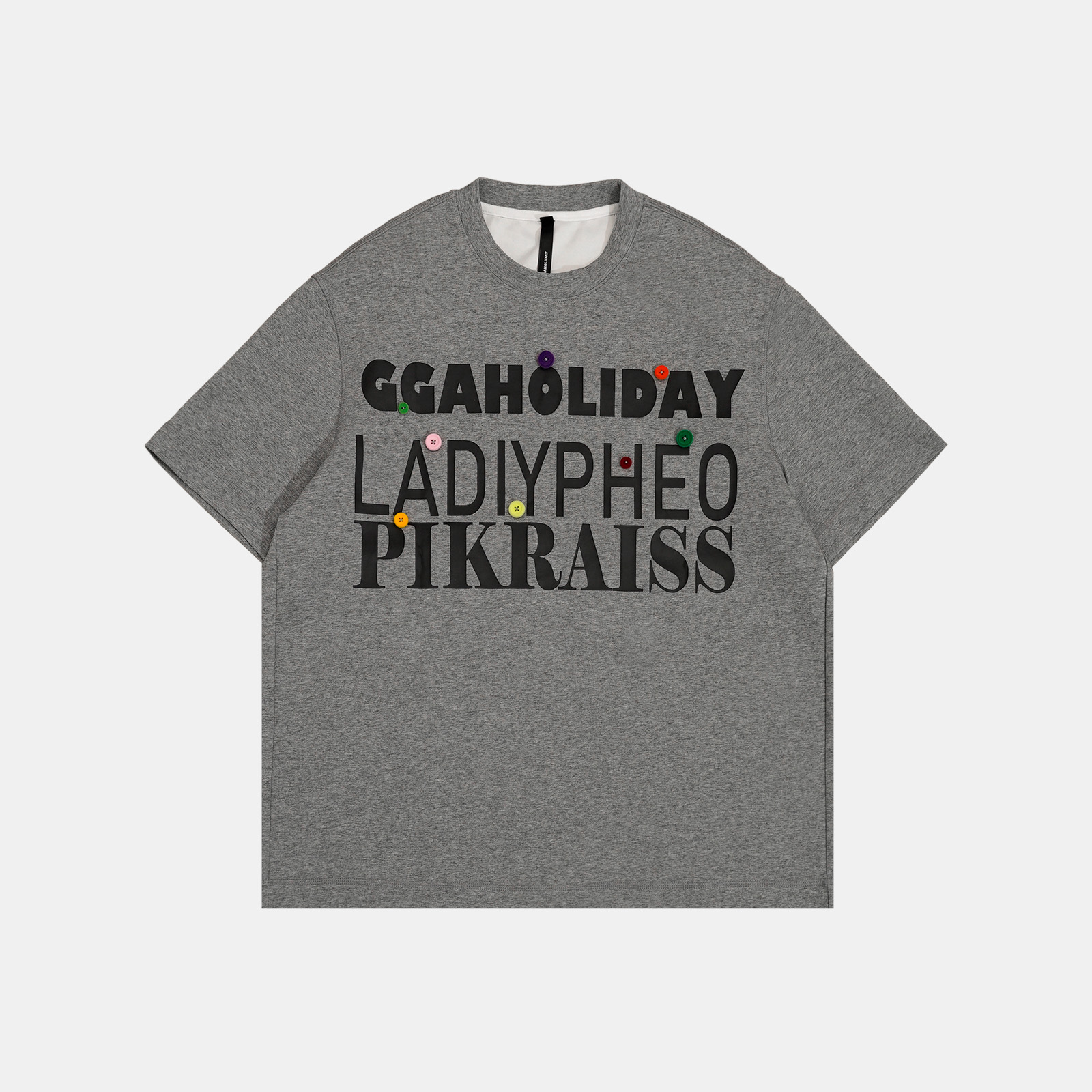 25N春夏新款轻奢高级美式街头潮流设计字母小彩扣短袖大T 152117