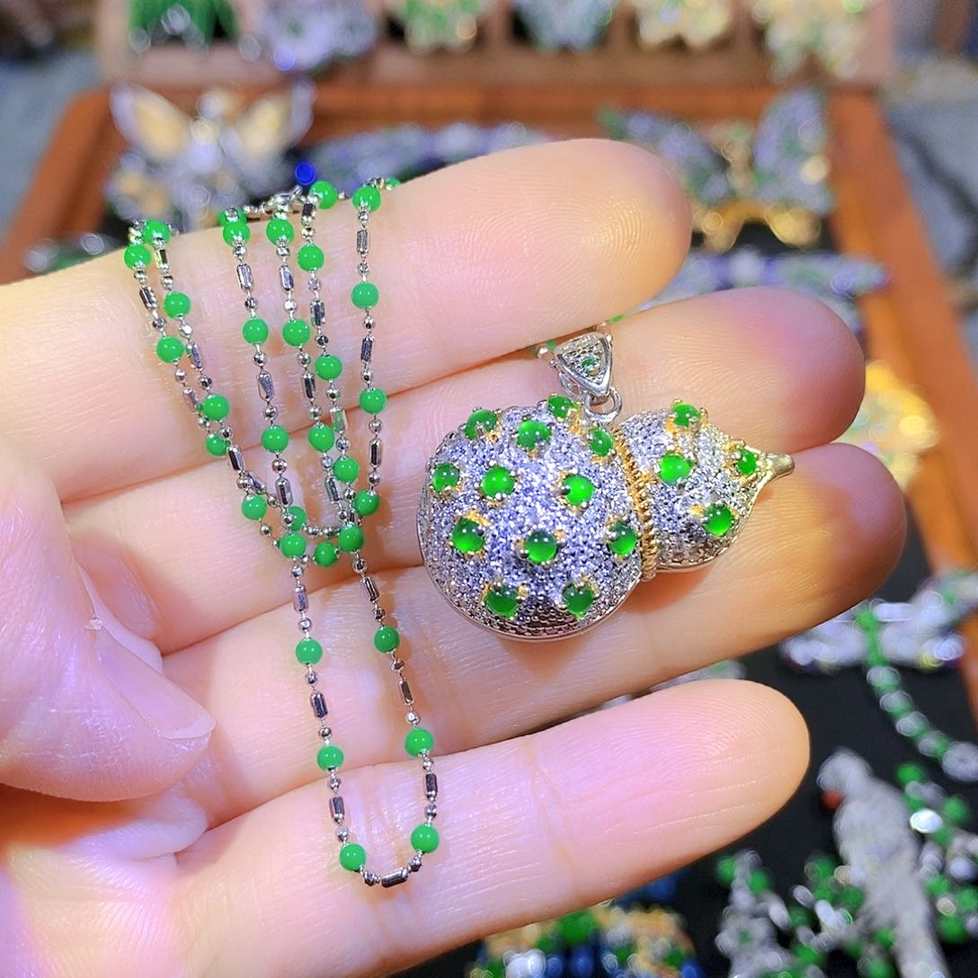 吊坠(不含链)银S925镶嵌翡翠