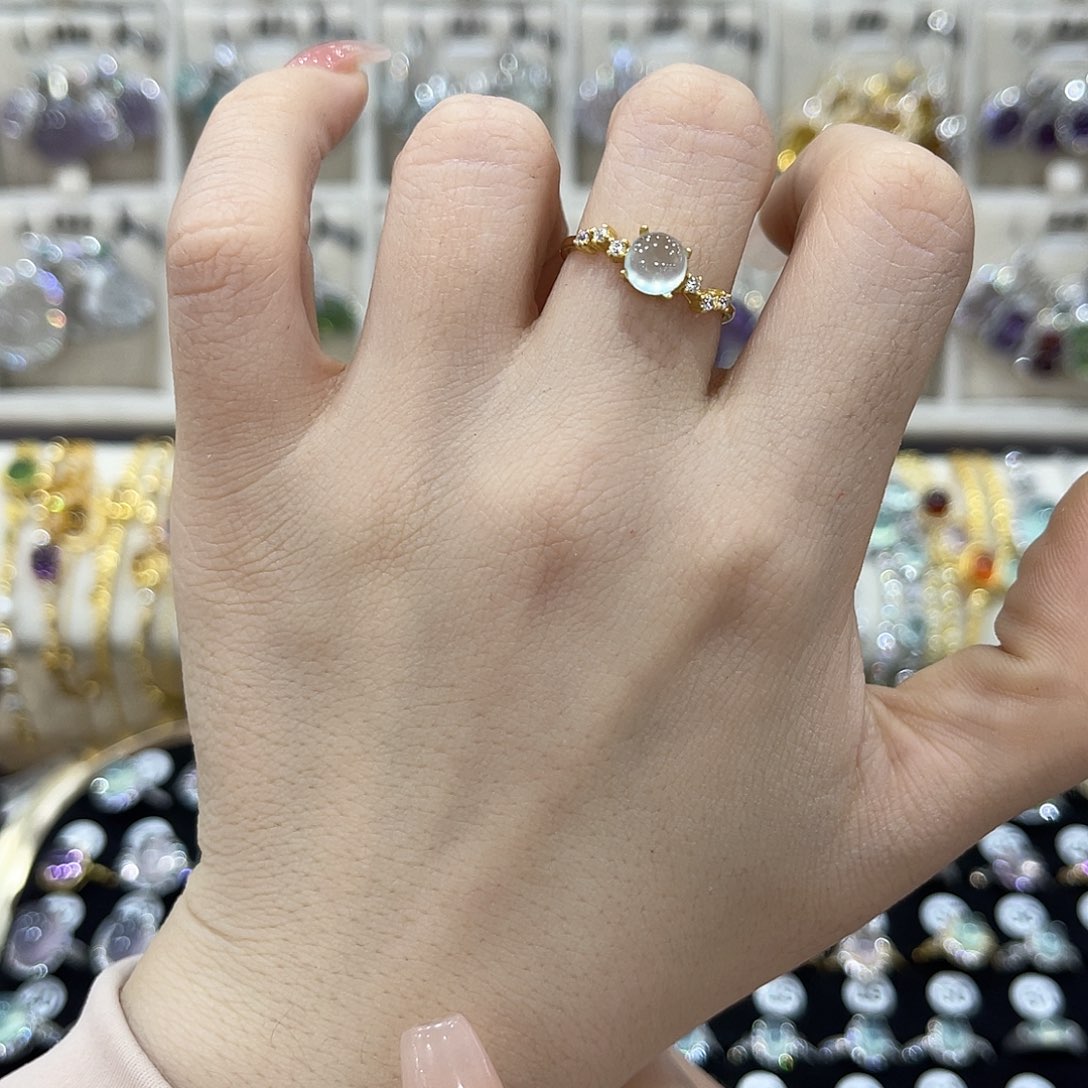 芜***噜蛇纹石玉银S925镶嵌戒指