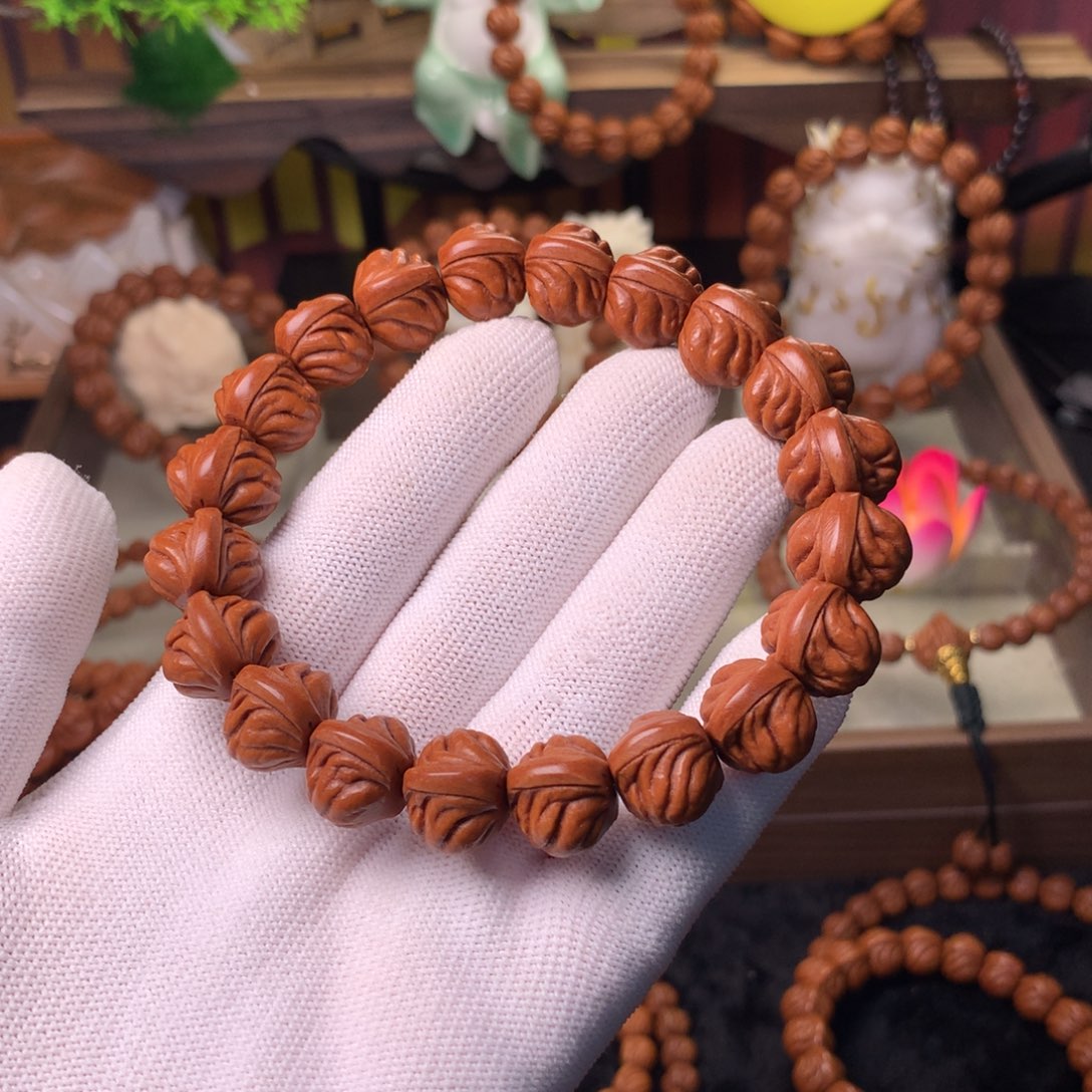 爱***动吊坠桃核双脊龙手串15