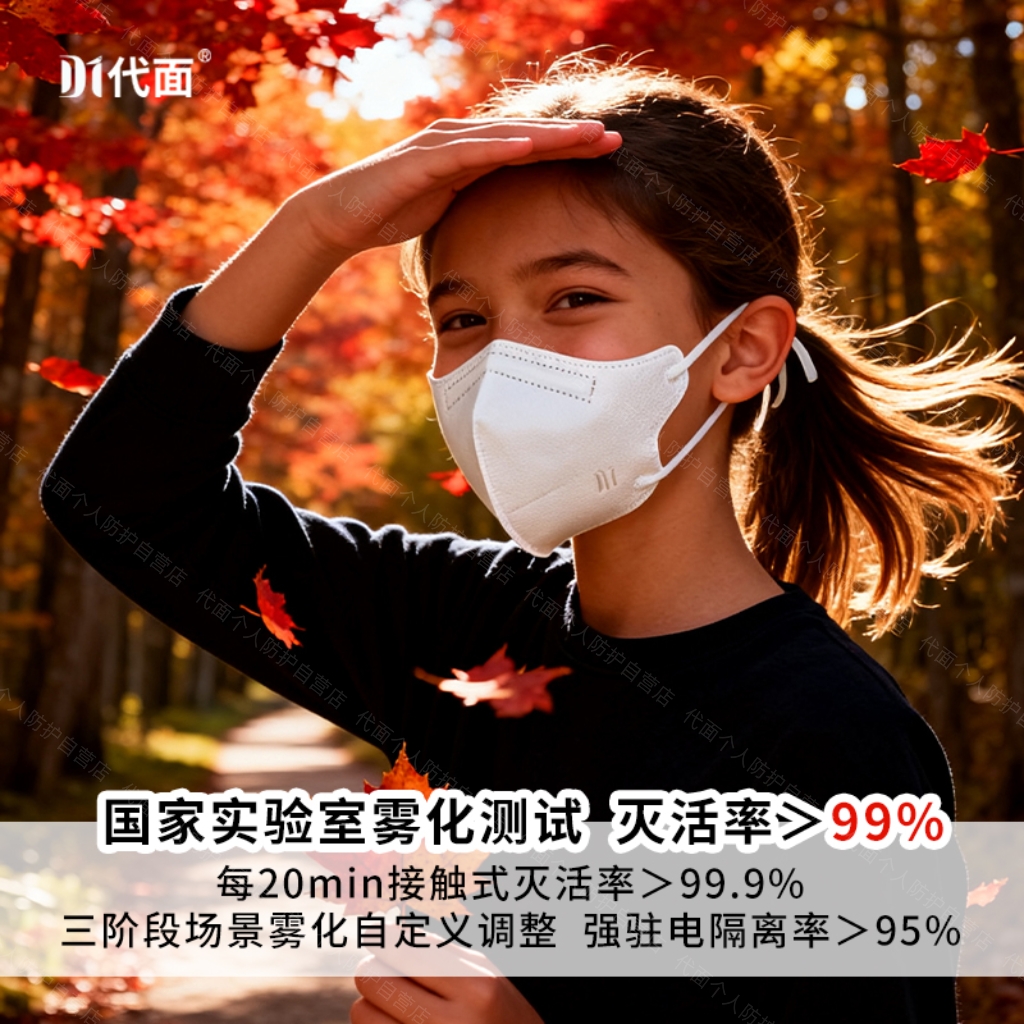 代面儿童高等级双防呼吸器（爆珠雾化双防口罩）一次性独立包装