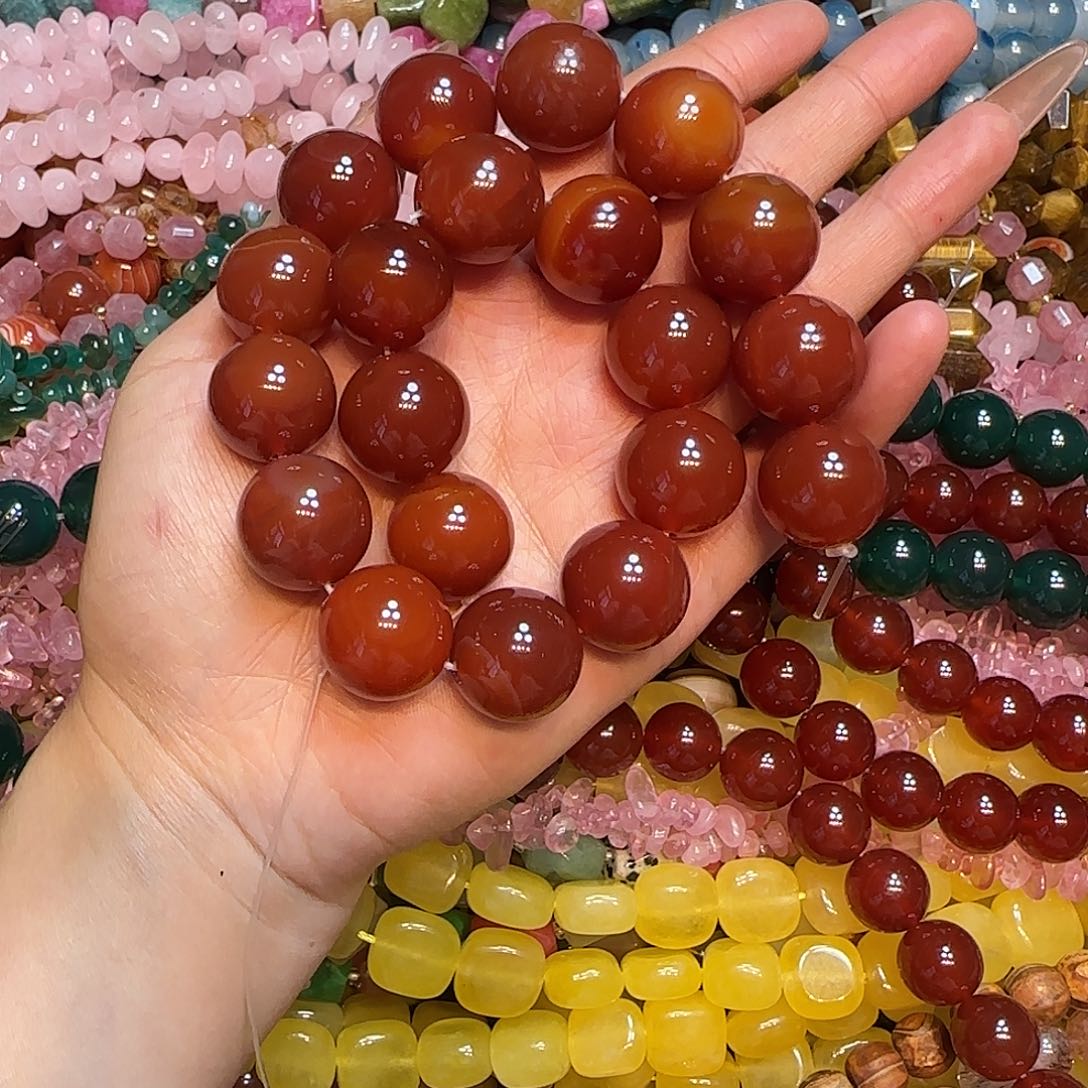玛瑙/玉髓未镶嵌珠宝半成品20mm红玛瑙一条