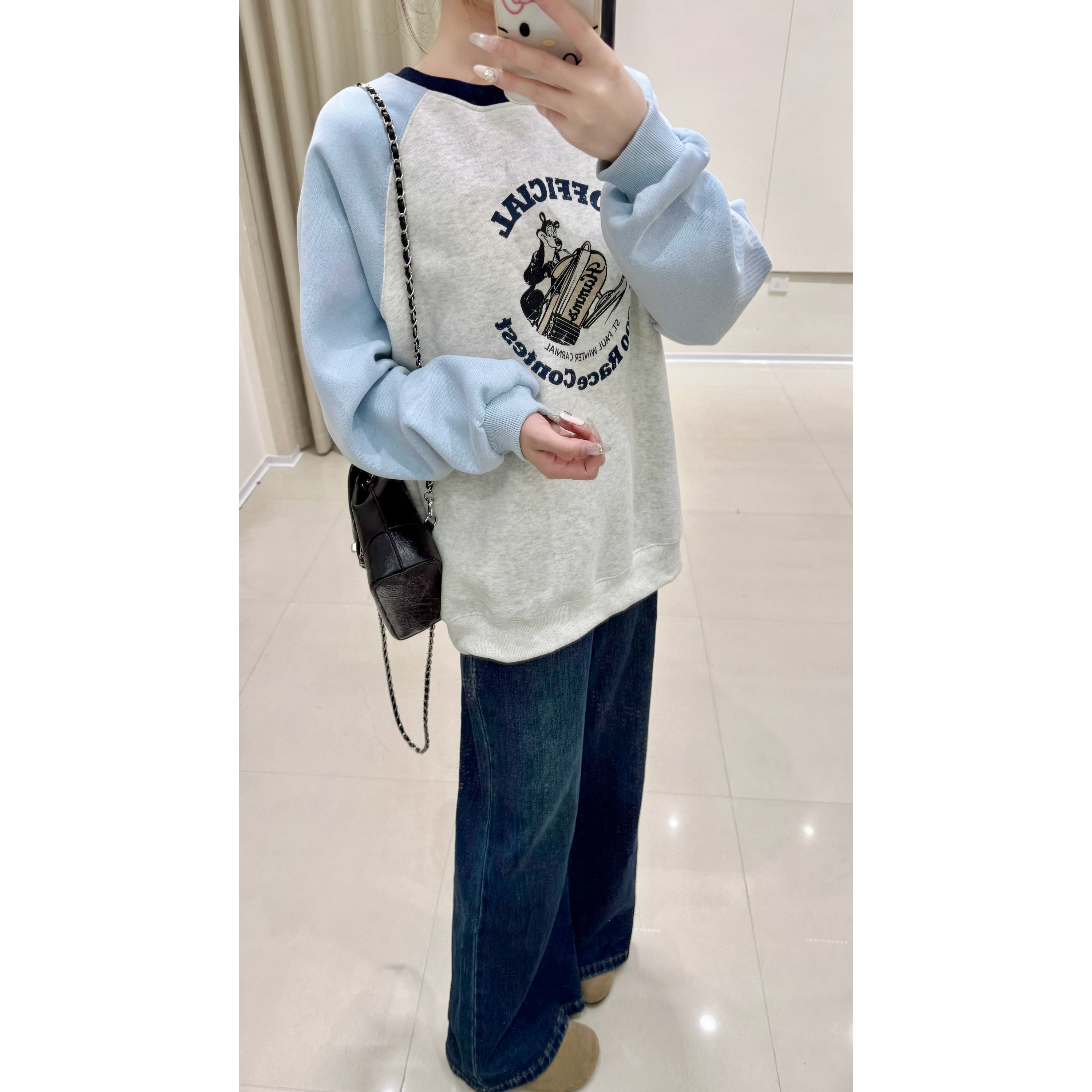 韩系宽松圆领女士卫衣洋气外套ins潮冬小个子上衣2025秋冬新款.