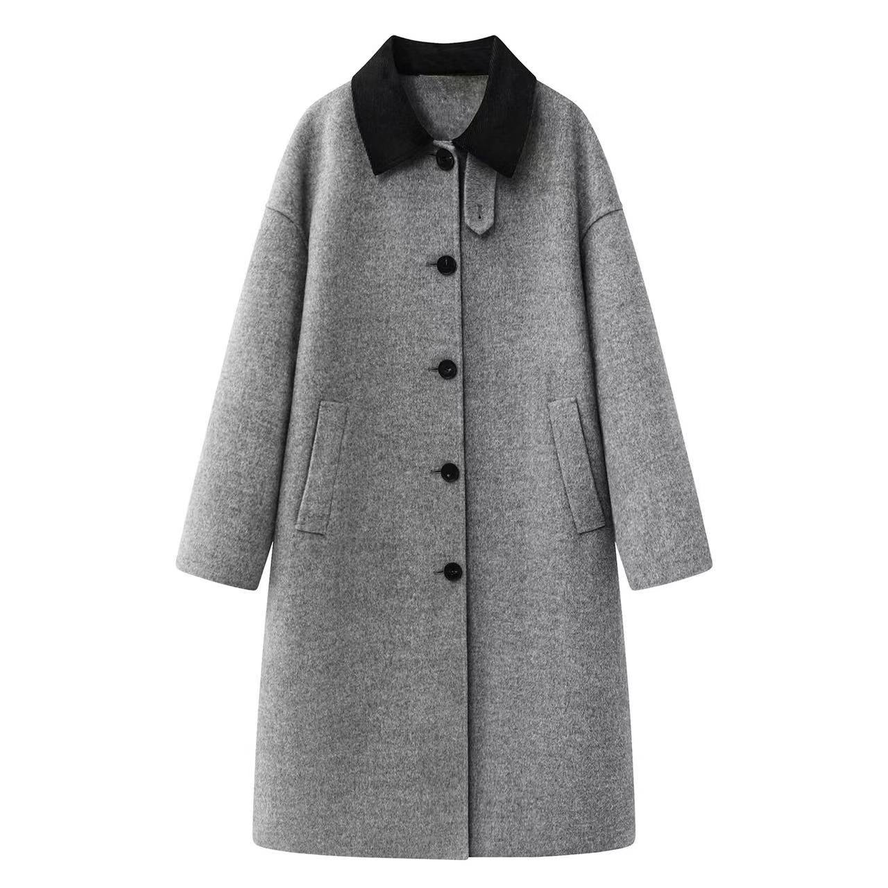 艾家2025冬季新款休闲百搭毛呢大衣外套女9001