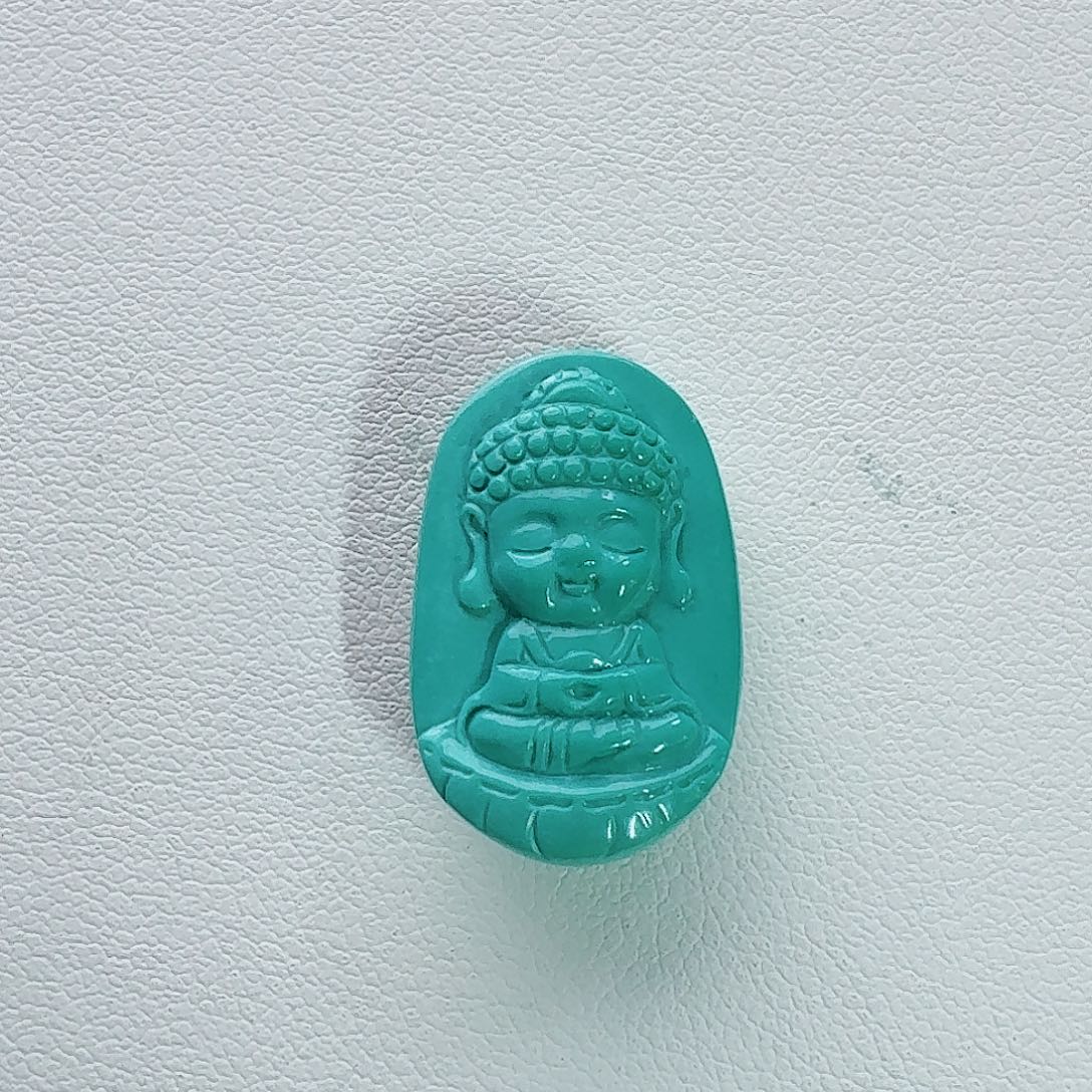 绿松石未镶嵌珠宝奇石精工宝宝佛吊坠