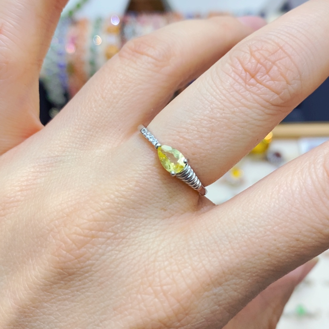 黄晶戒指银S925镶嵌戒指