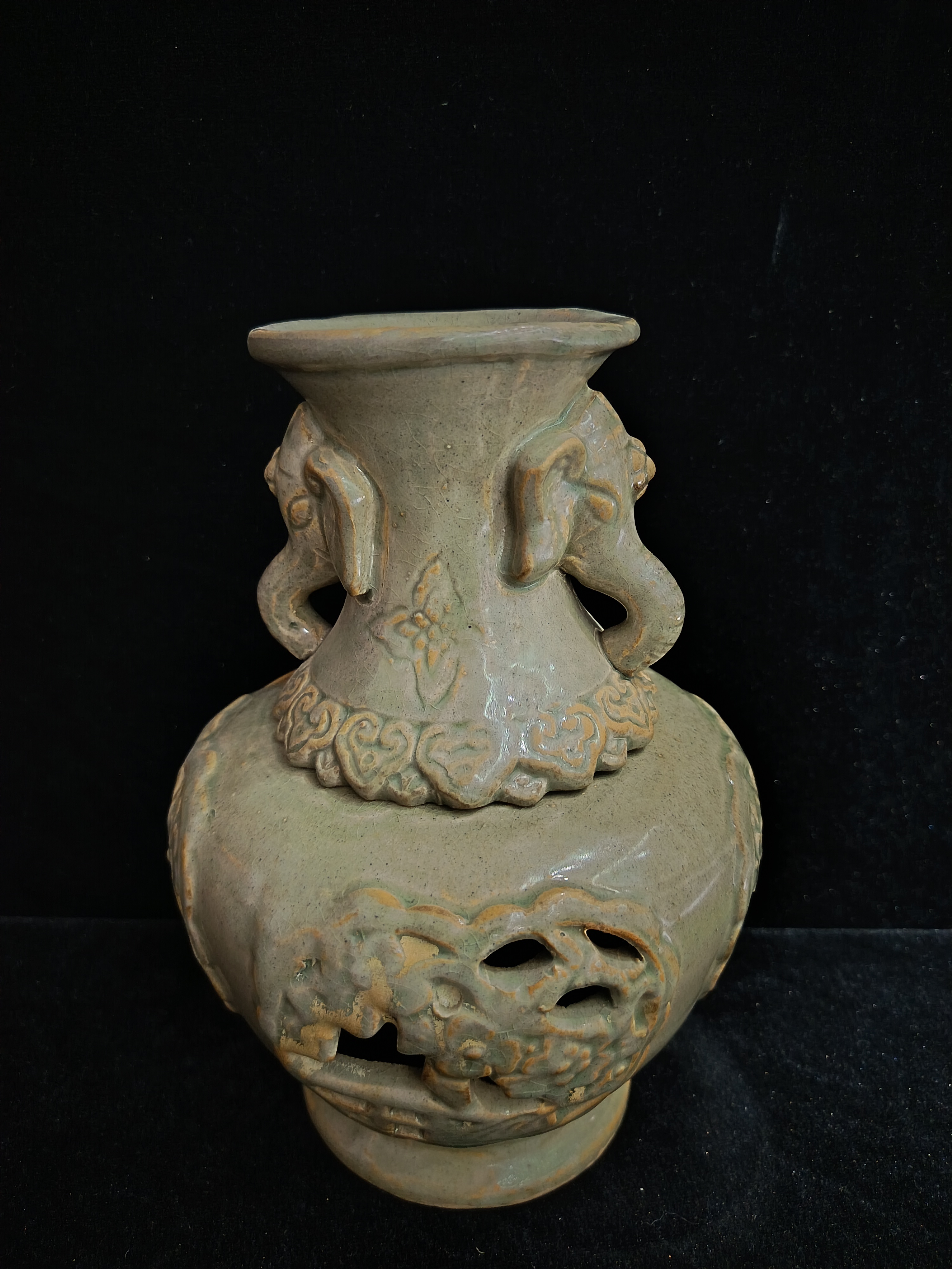 转心瓶，两节，双象耳！