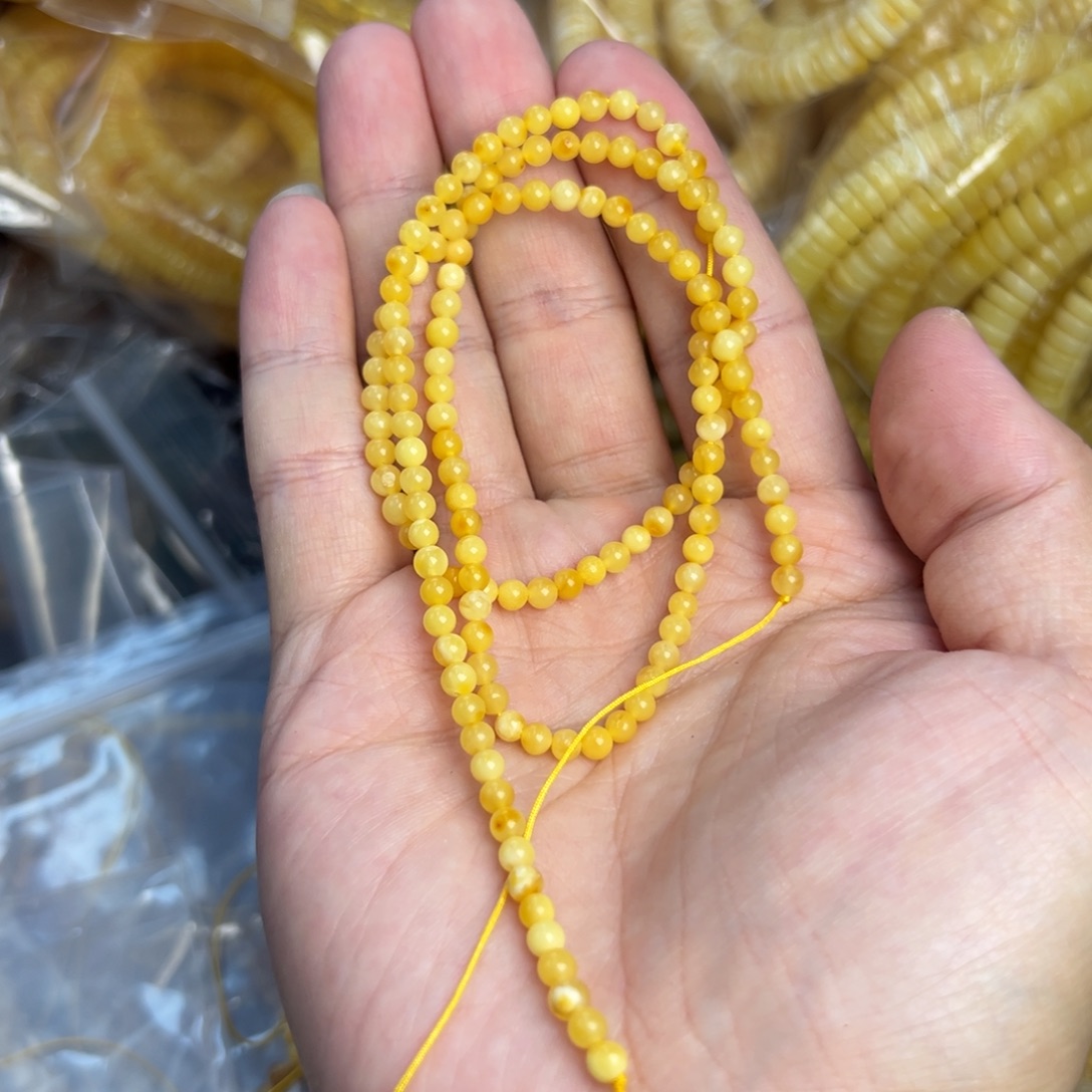 琥珀未镶嵌裸石蜜蜡小米珠