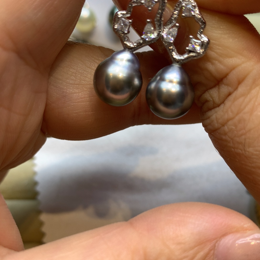 银S925镶嵌耳饰海水珍珠