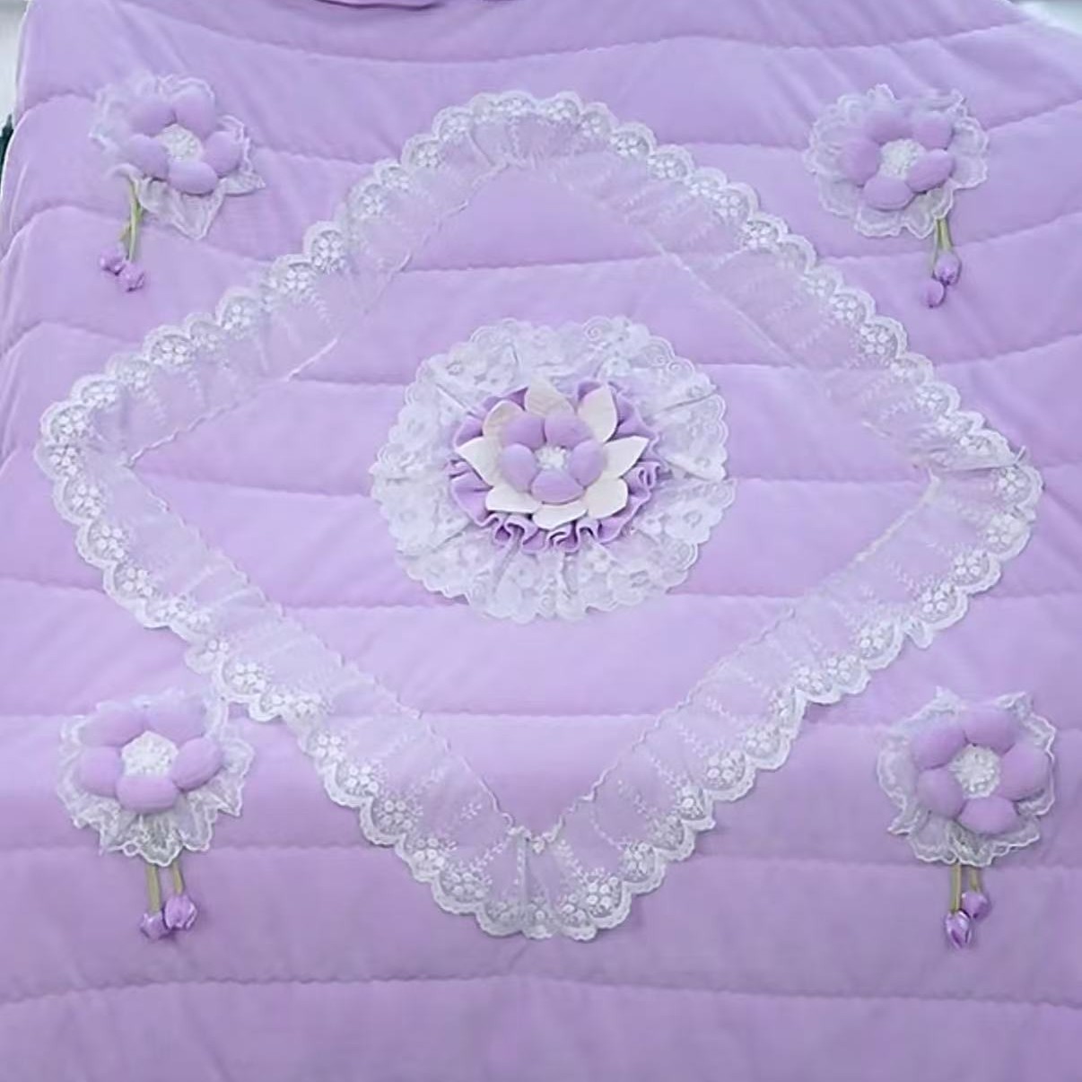 预售15天 （五福临门） 新款通用加厚夹棉手工盘花韩式保暖四件套