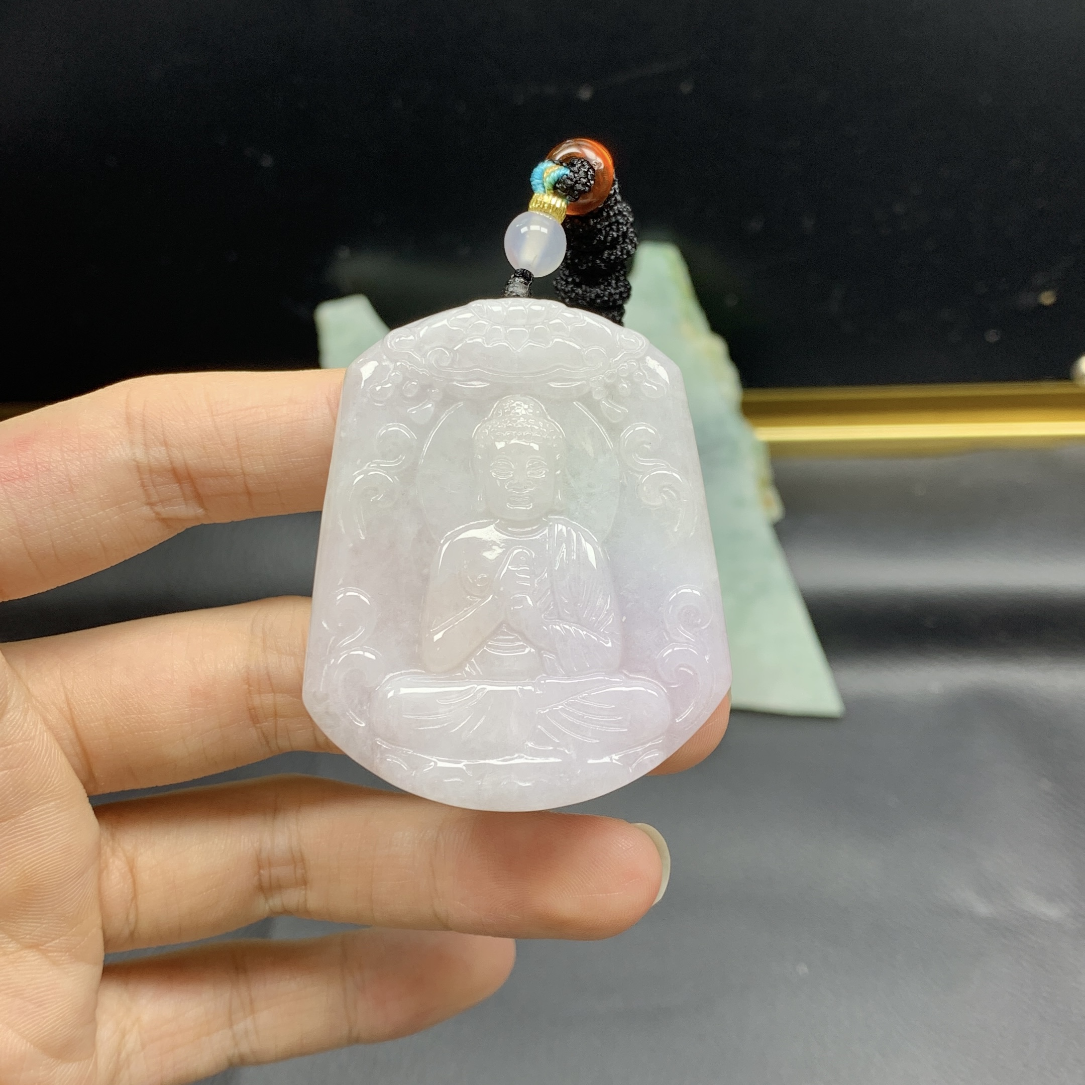 天然缅甸翡翠A货 大日如来吊坠生肖羊猴守护神挂件毛衣链配饰