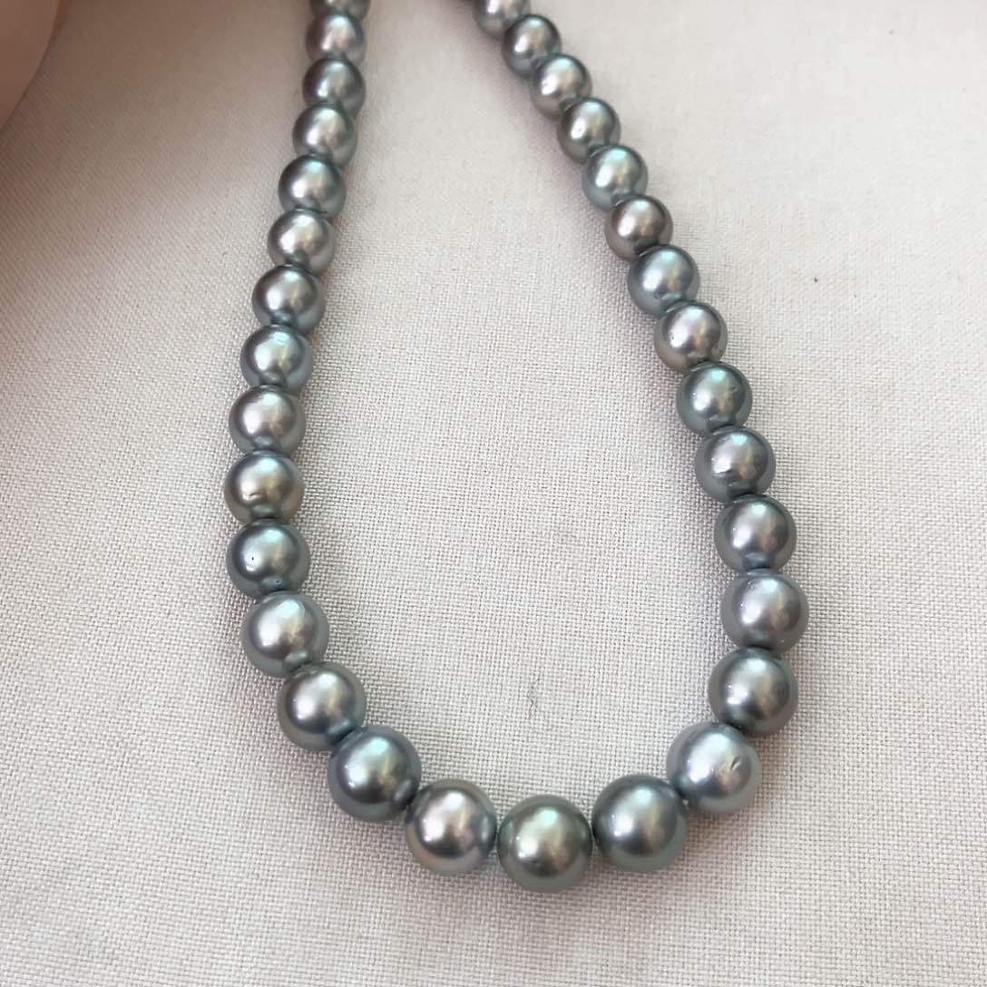 海水珍珠颈饰未镶嵌铂金灰10-12