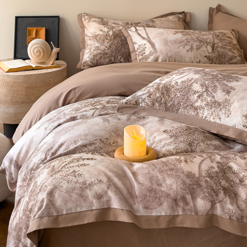 ROWHOLLY林韵山居 轻奢磨毛四件套长绒棉全棉加厚被套床上用品