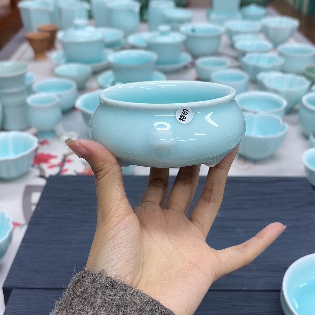 龙泉云间青瓷小米茶器
