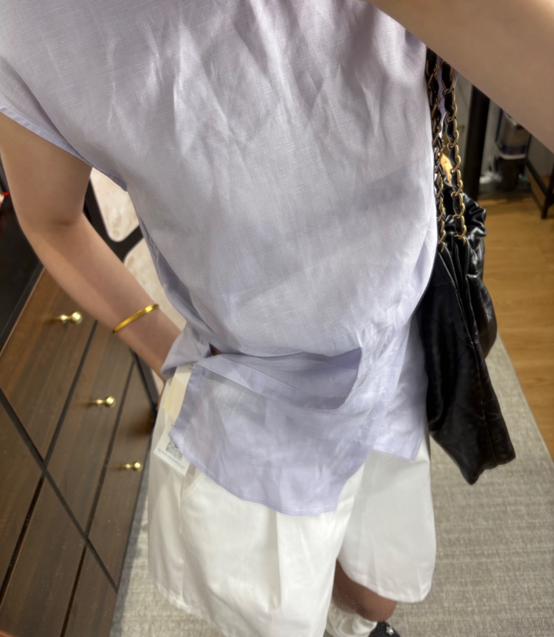 韩系气质褶皱棉麻收腰白色衬衫上衣ins夏季