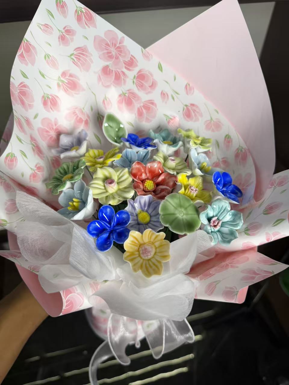 原创限定景德镇陶瓷花束diy材料包