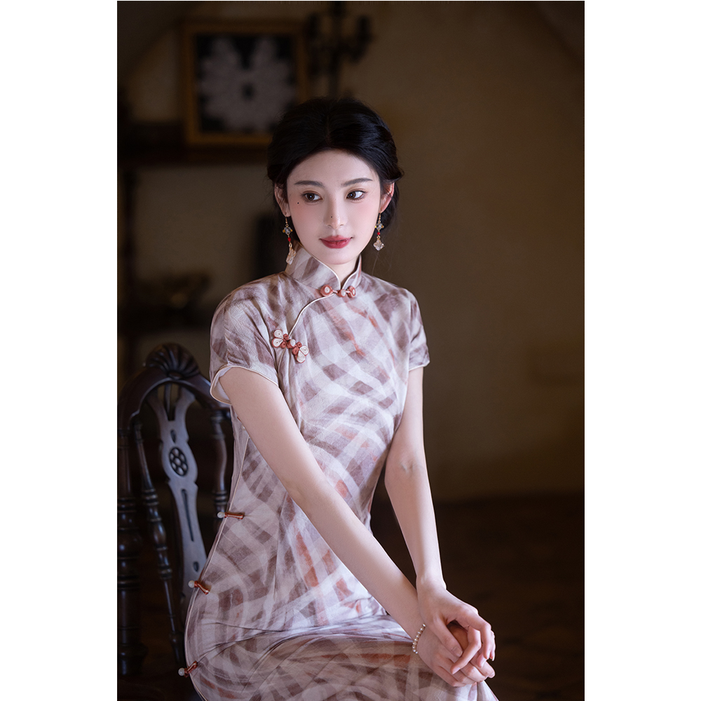 棠壹壹复古格子旗袍新中式改良日常上班可穿年轻款气质高端中国风