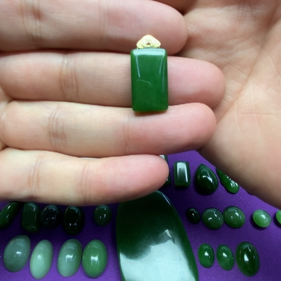 .****和田玉（碧玉）银S925镶嵌吊坠(不含链)