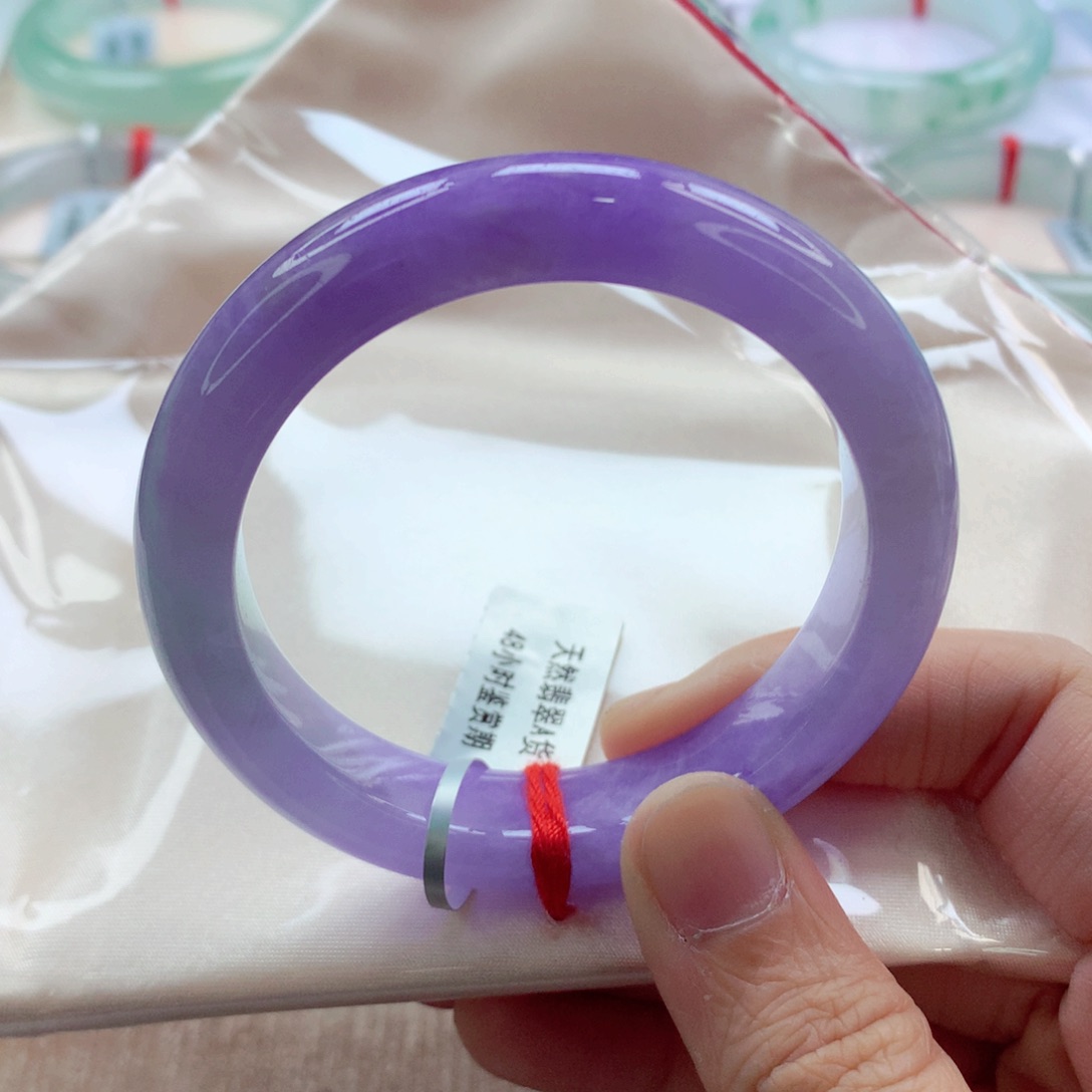 翡翠手镯未镶嵌52毕业紫绝绝紫直接拍A