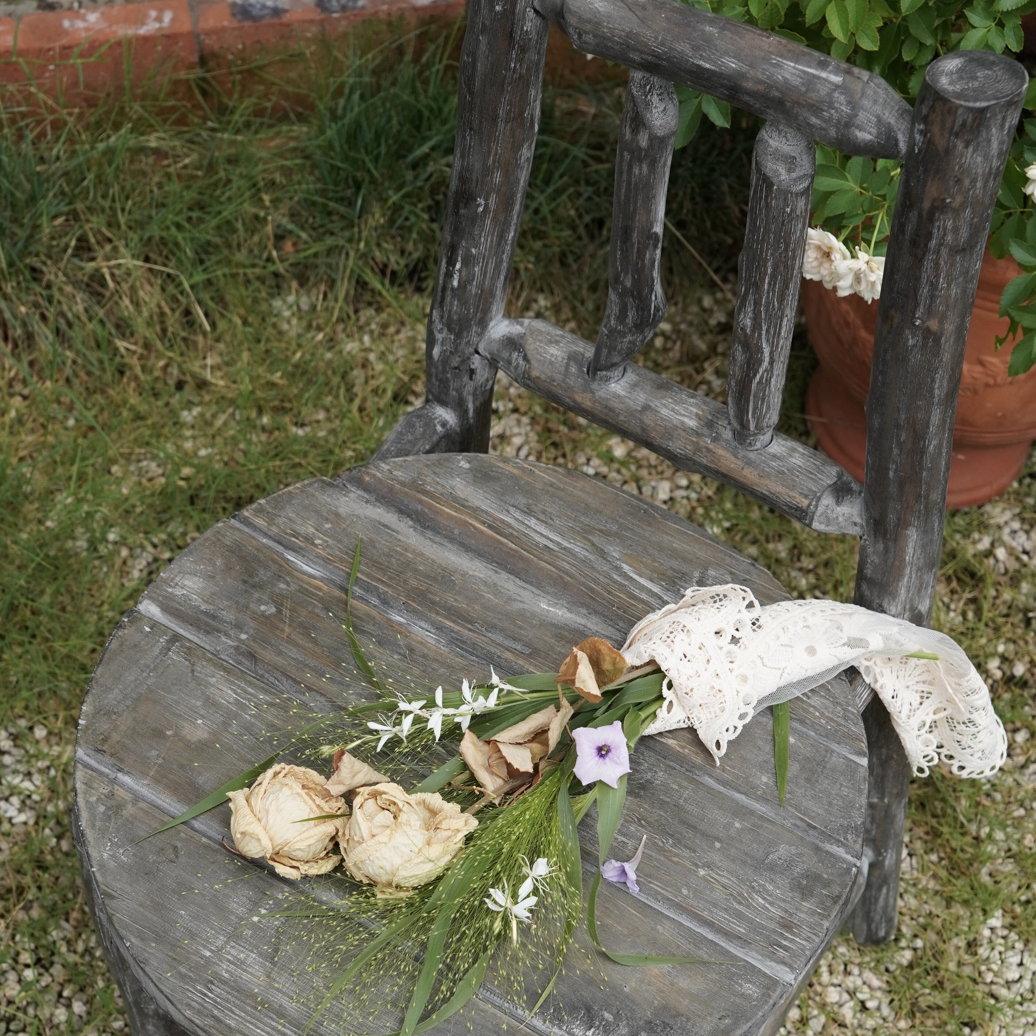 深山老木花凳做旧花架花园休闲椅户外花凳花园椅子