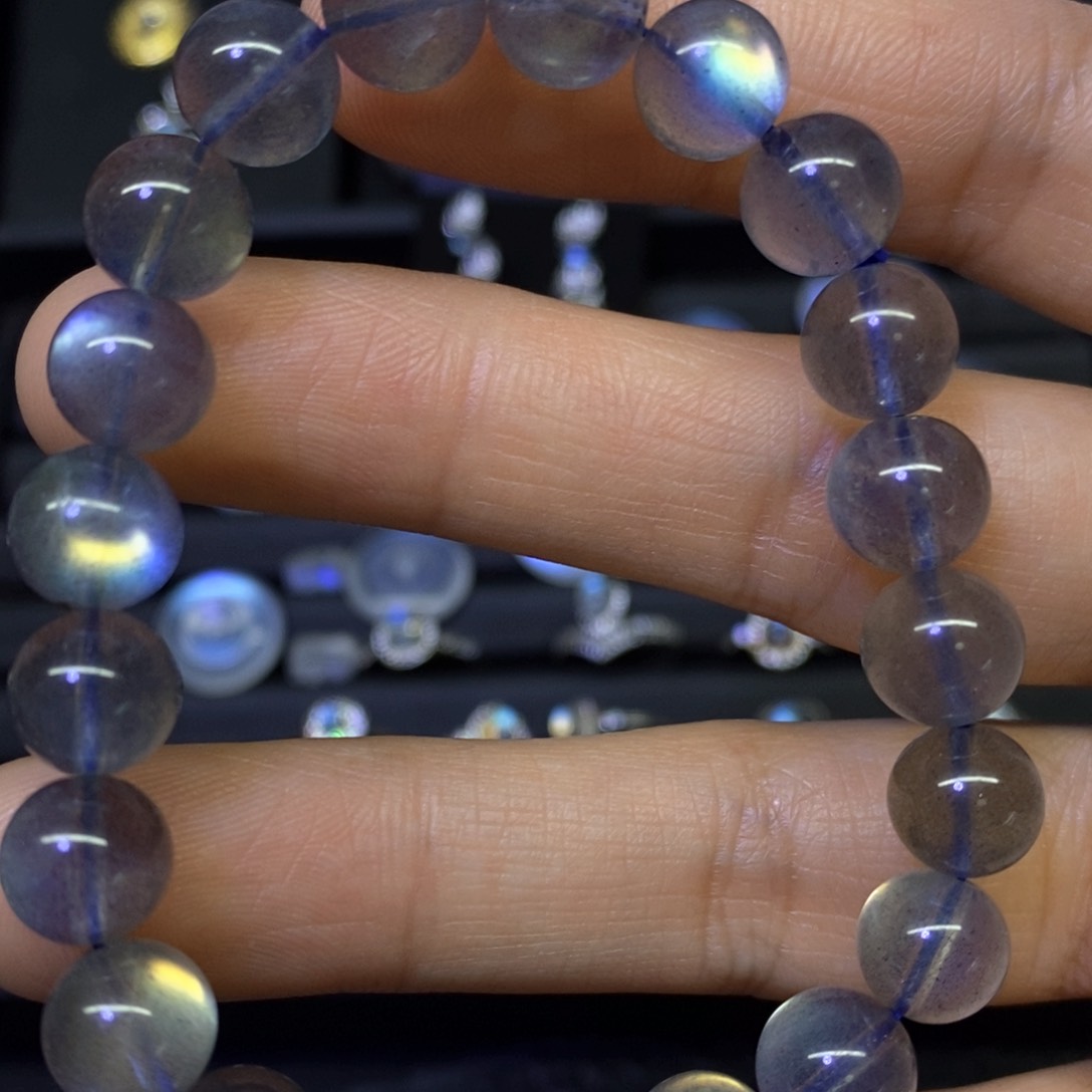 拉长石手链未镶嵌粉****纲