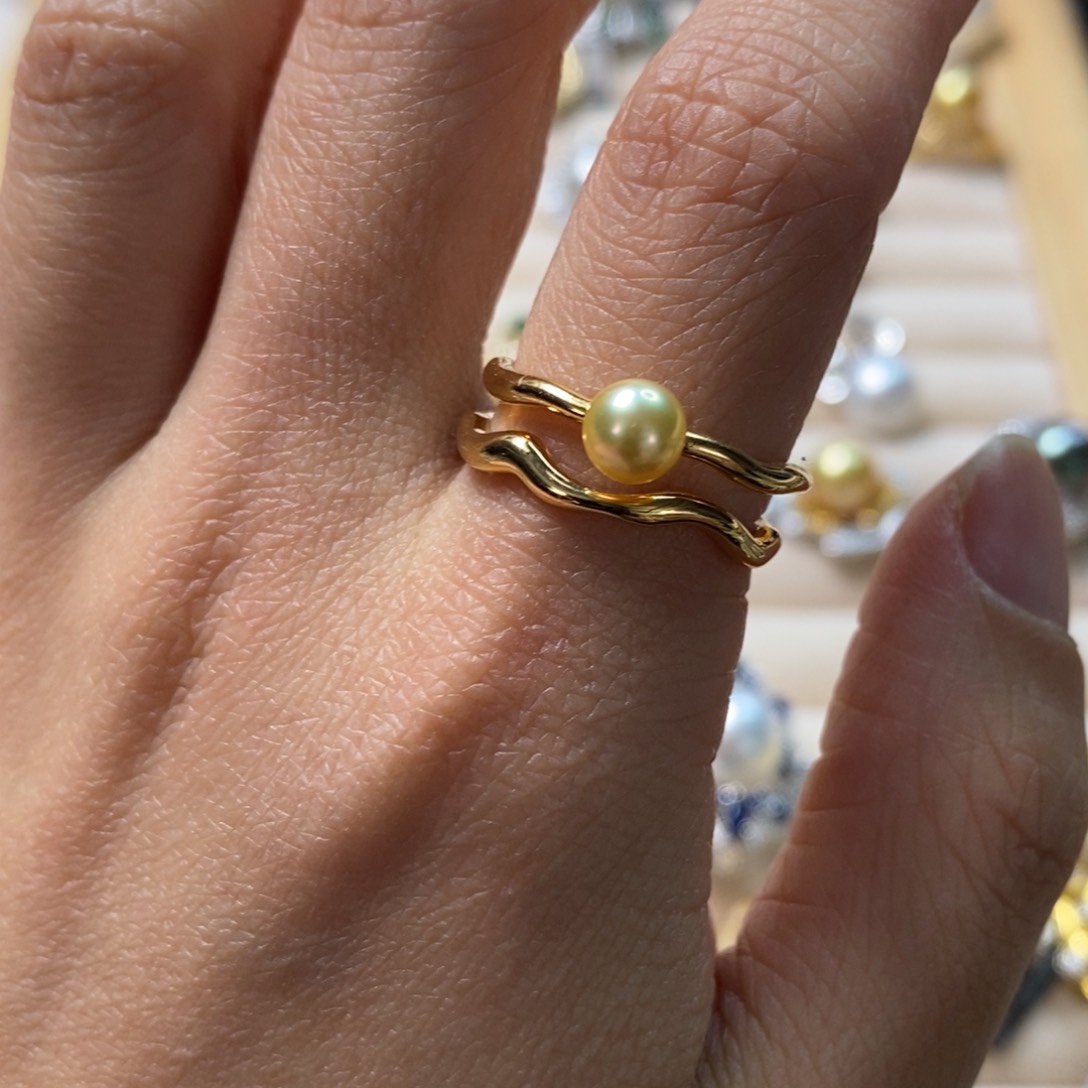 海水珍珠戒指银S925镶嵌