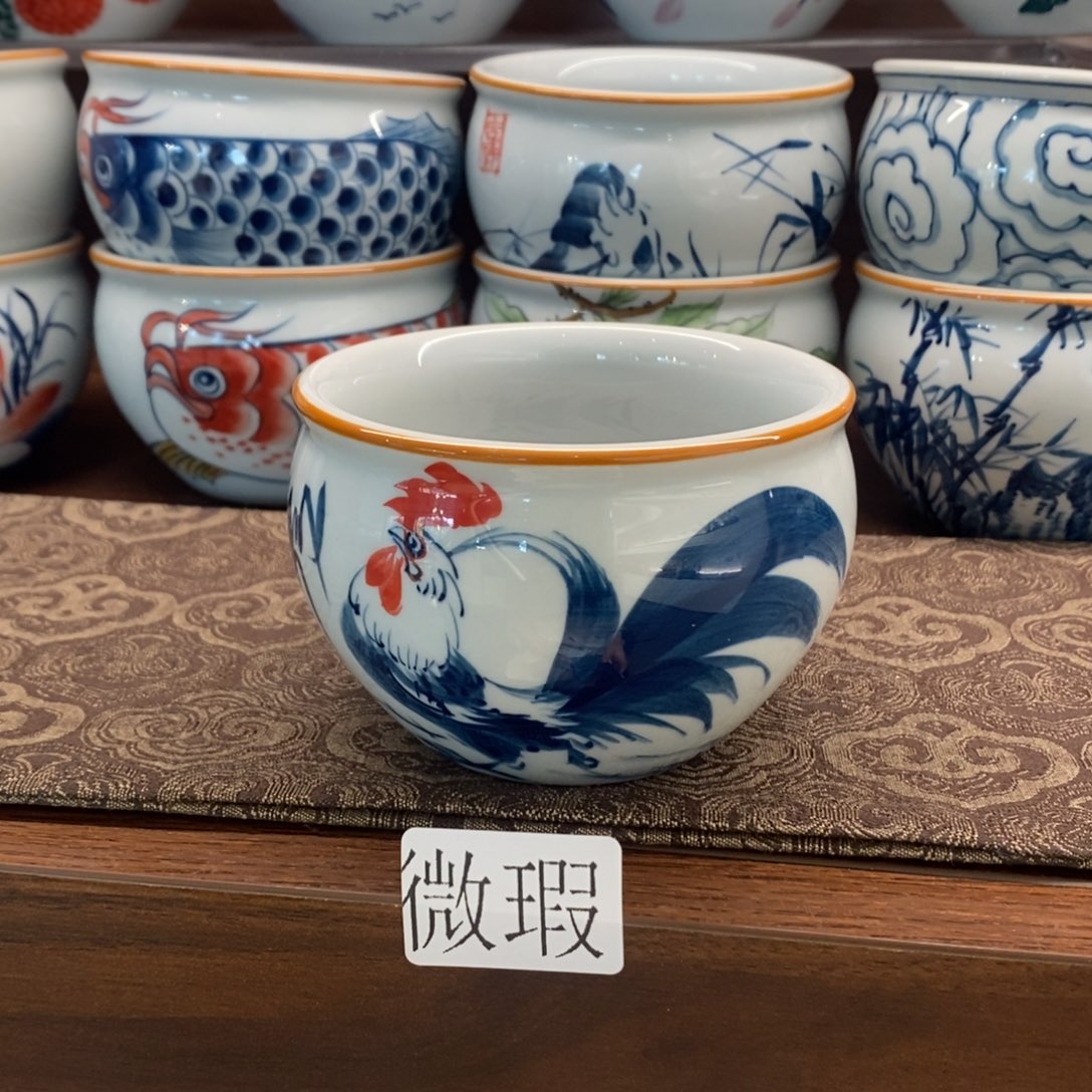 釉下彩老陶泥手工绘制