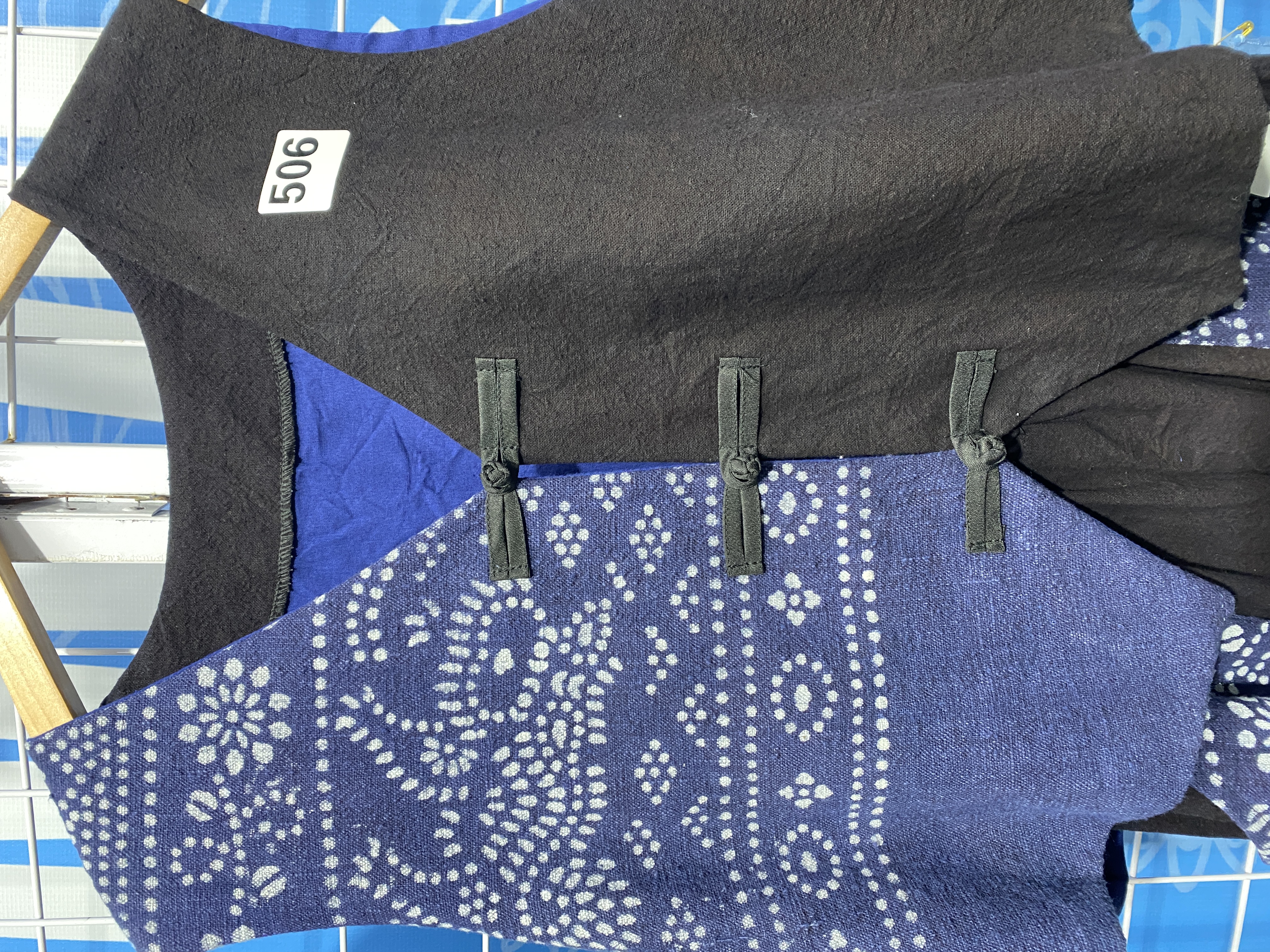 【励志工坊】506豆染老布拼接带扣背心