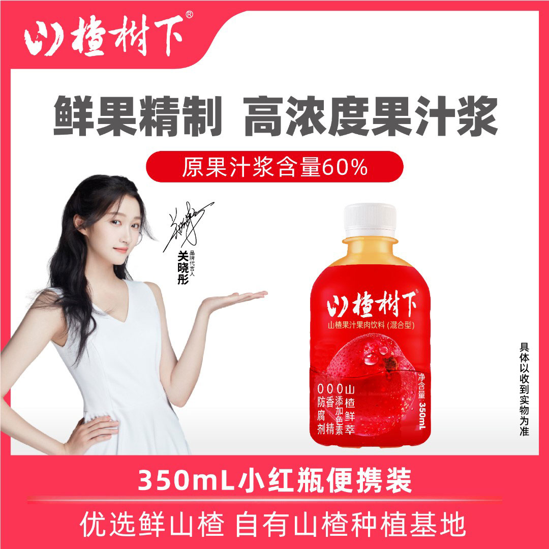 山楂树下 山楂果汁果肉饮料(混合型)350ml*6瓶/24瓶超值囤货优选