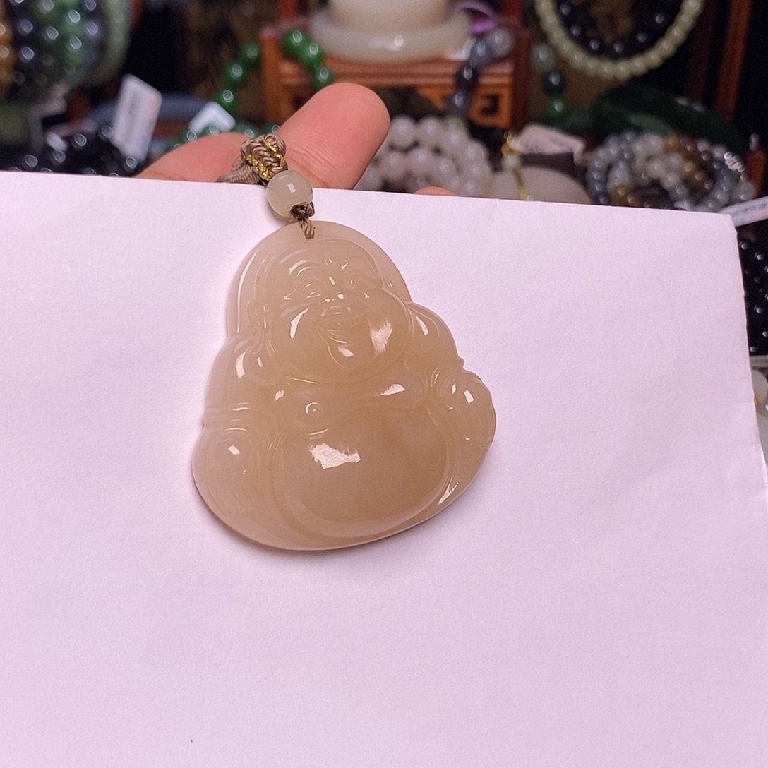 和田玉未镶嵌藕粉老熟料红粉收藏红粉佛公