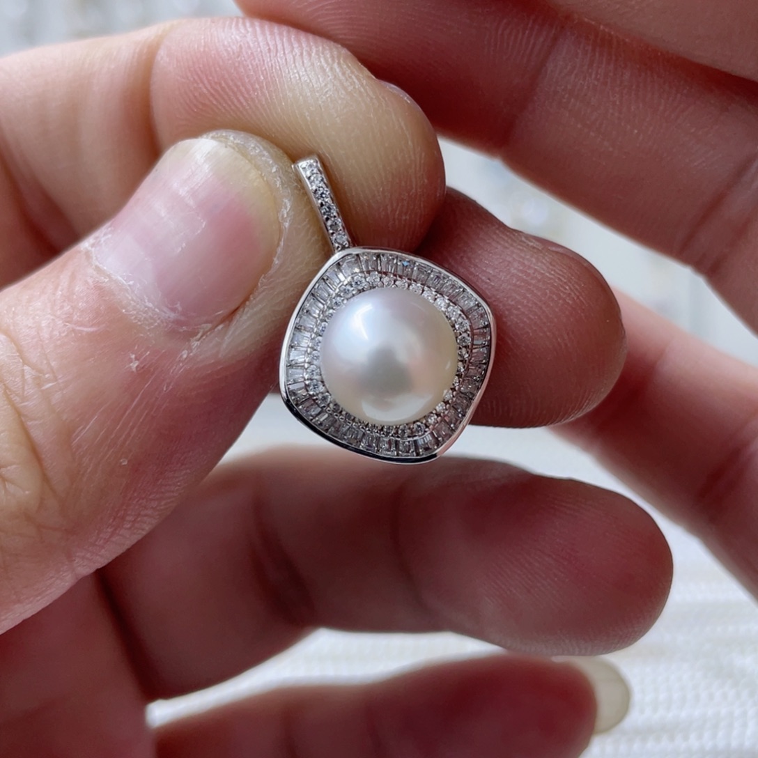 海水珍珠吊坠(不含链)银S925镶嵌